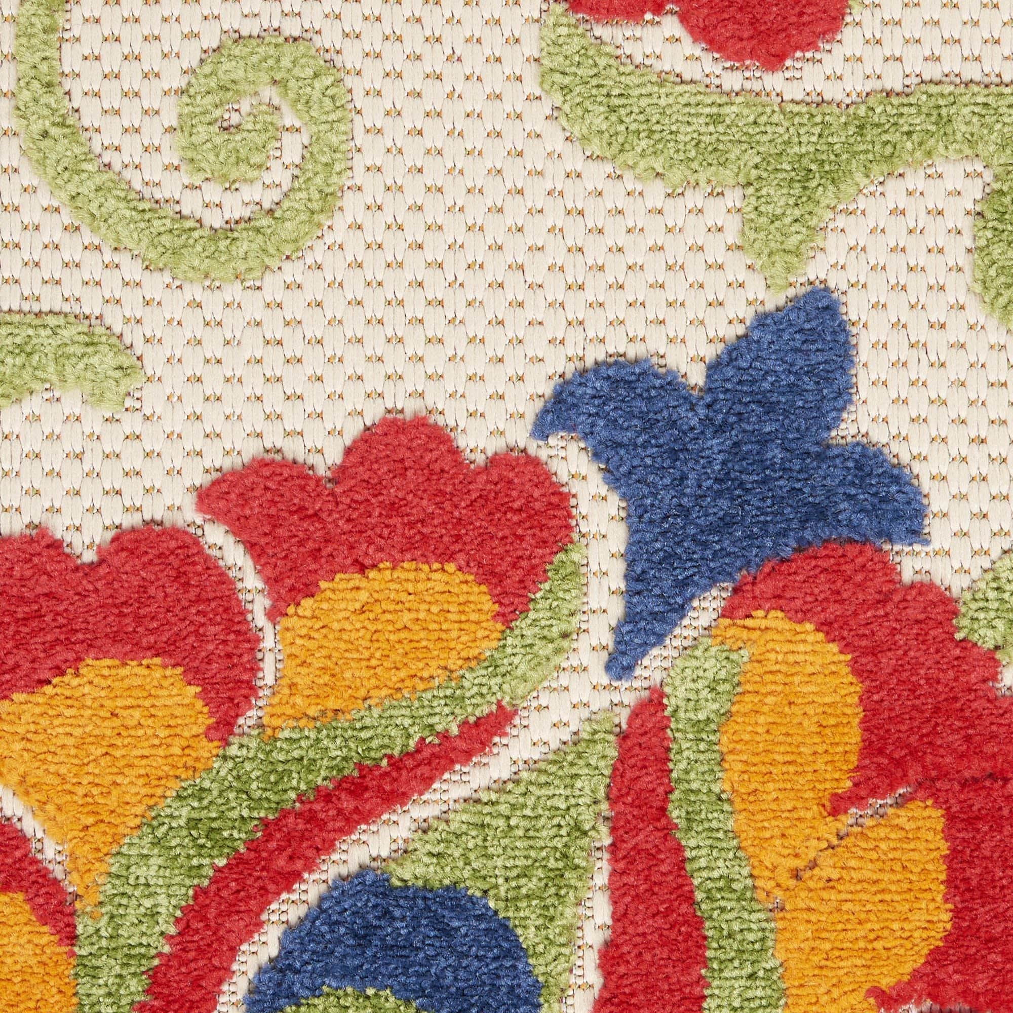 Multicolor Farmhouse Indoor-Outdoor Swirling Vines Rug