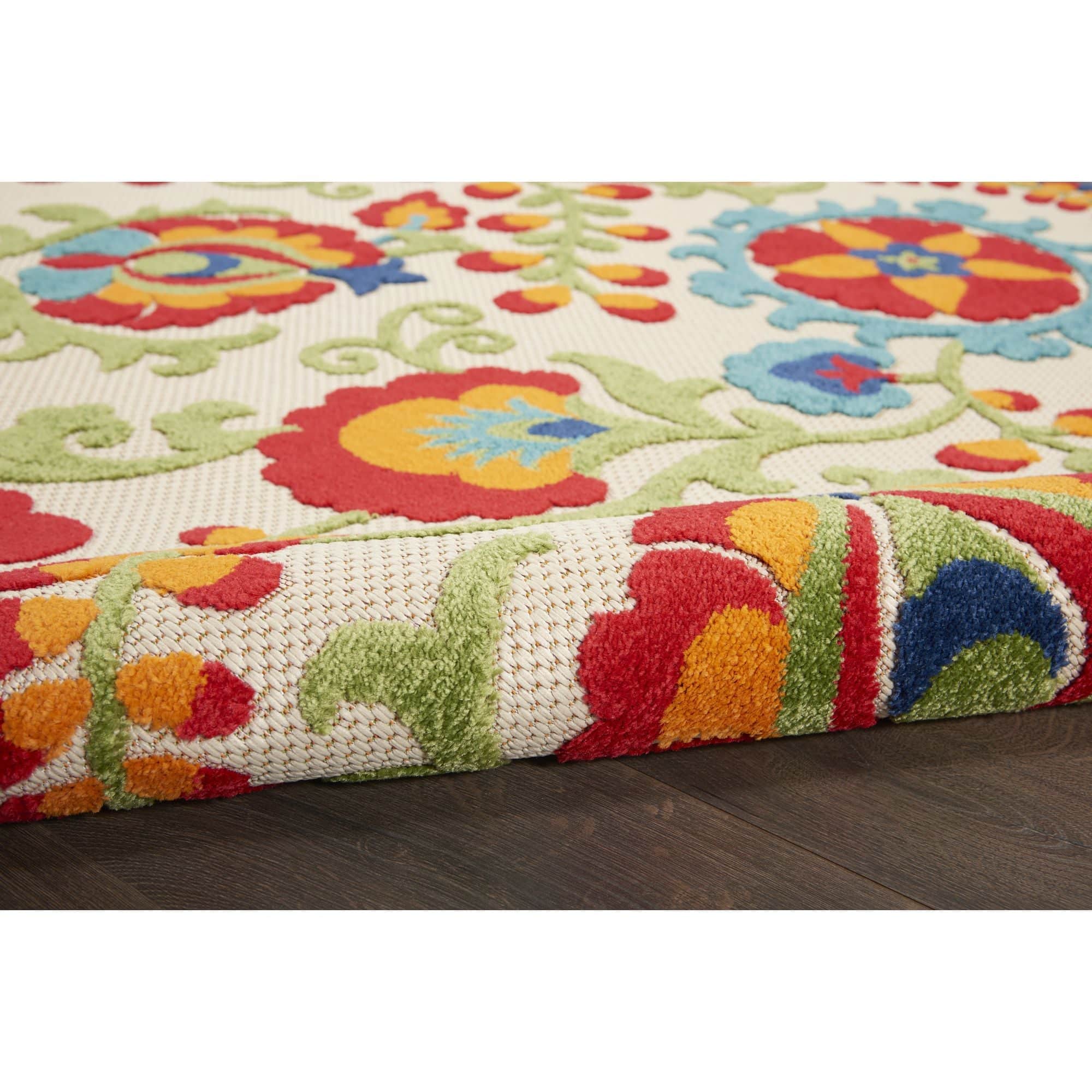 Multicolor Farmhouse Indoor-Outdoor Swirling Vines Rug