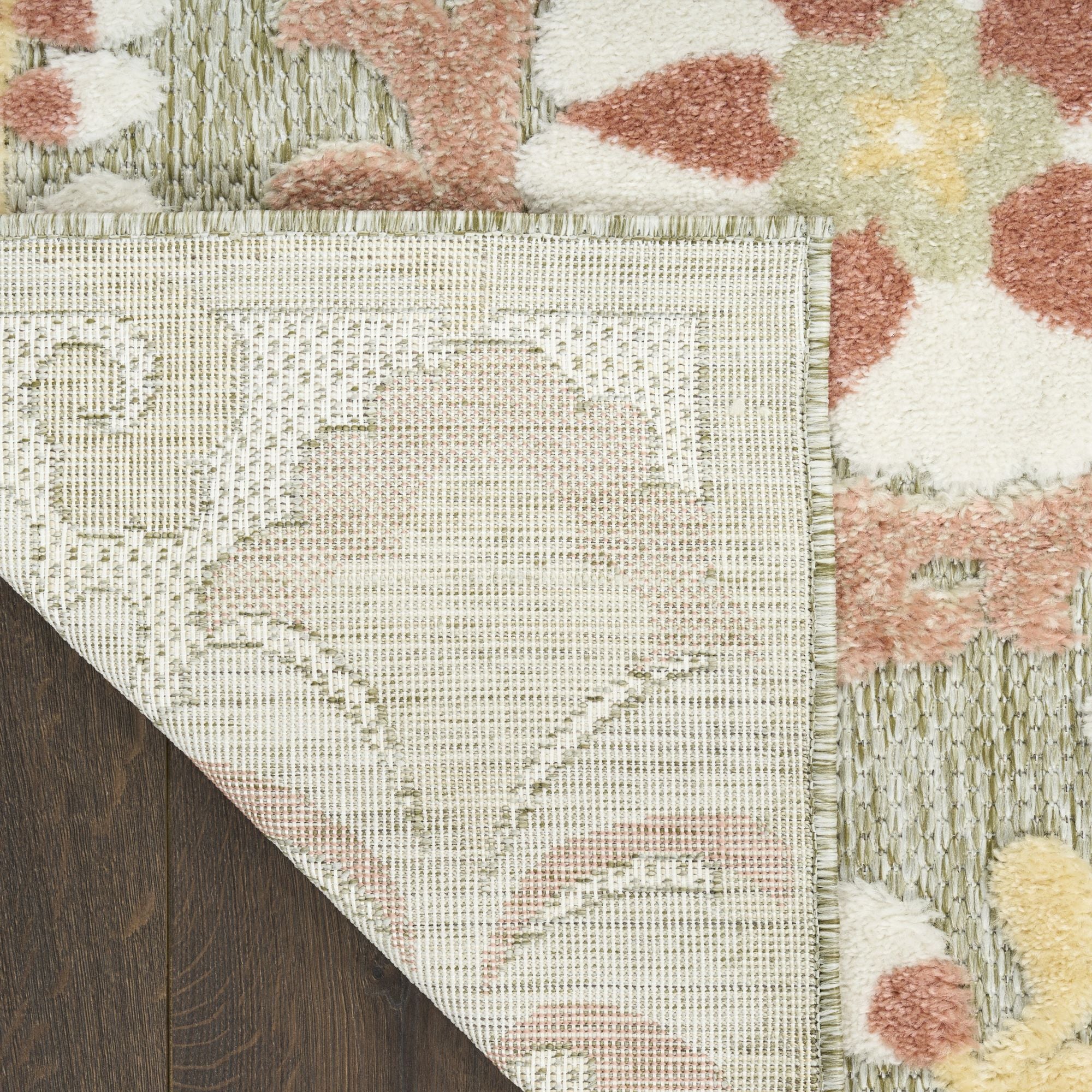 Sage Rose Farmhouse Indoor-Outdoor Swirling Vines Rug