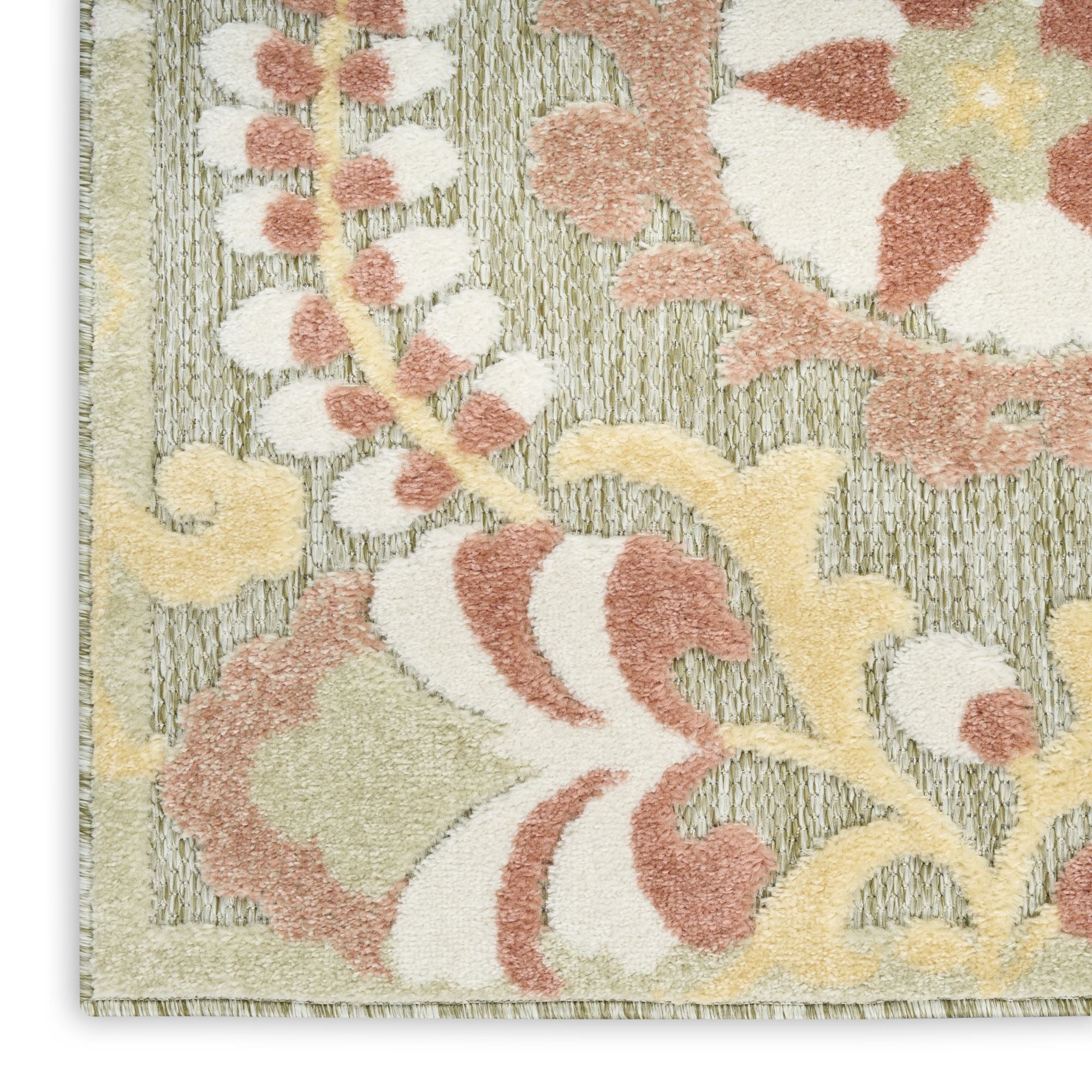 Sage Rose Farmhouse Indoor-Outdoor Swirling Vines Rug