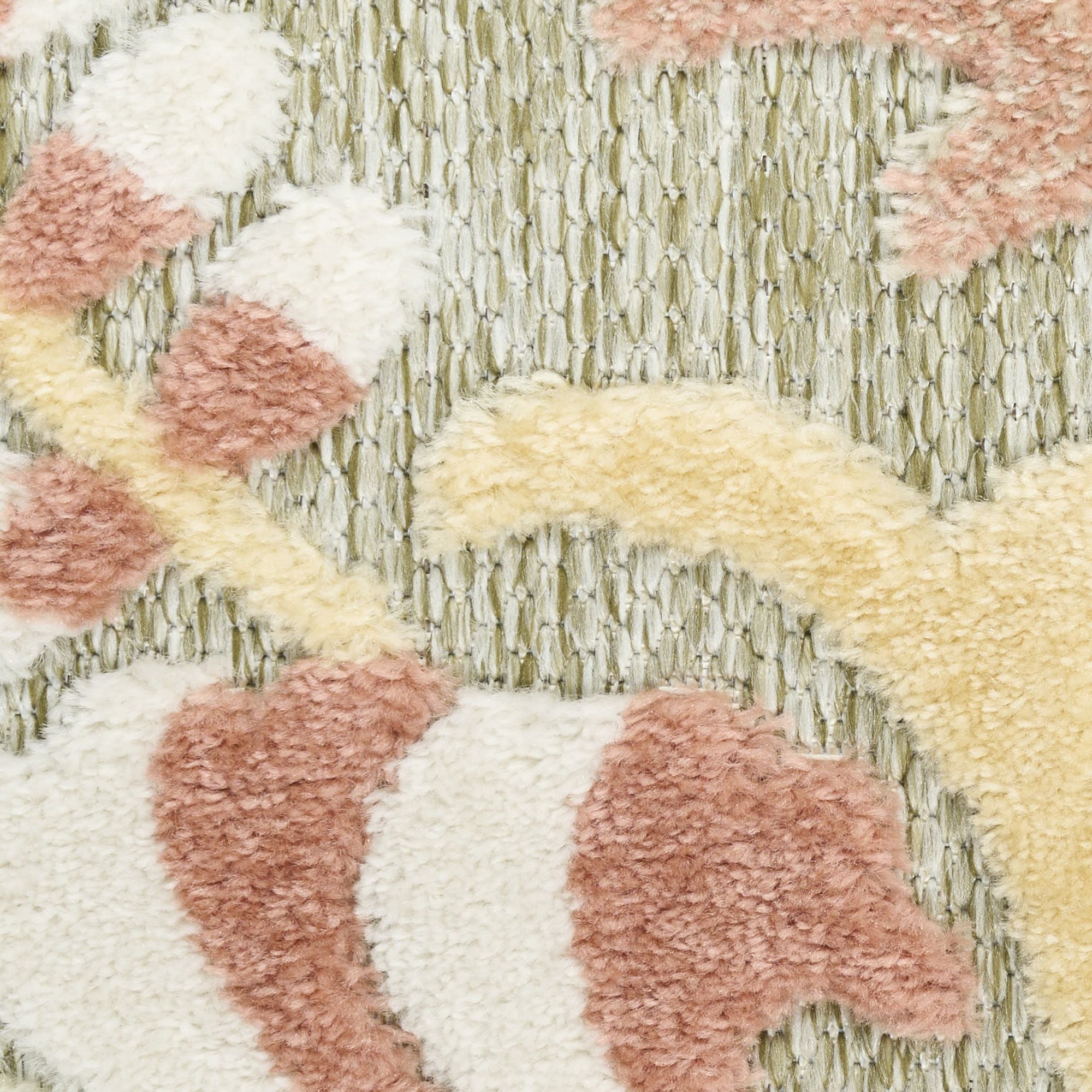 Sage Rose Farmhouse Indoor-Outdoor Swirling Vines Rug