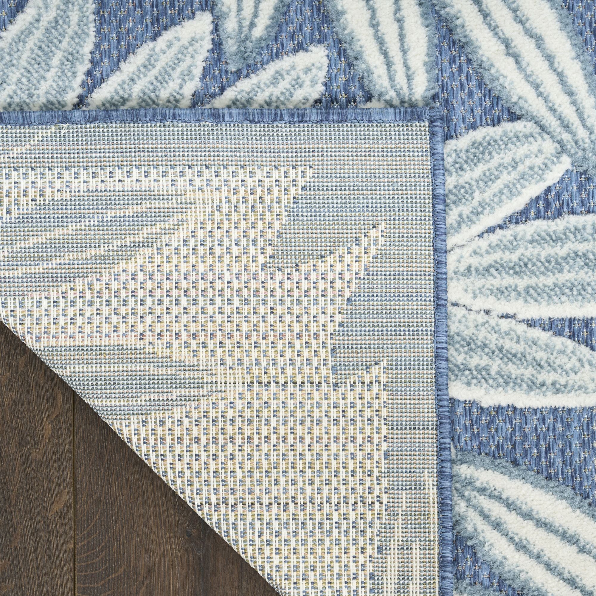 Blue Tropical Leaf Indoor/Outdoor Patio Rug