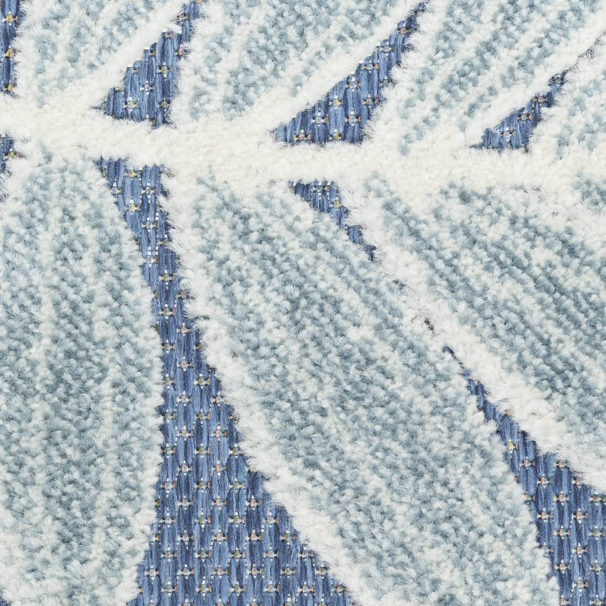 Blue Tropical Leaf Indoor/Outdoor Patio Rug