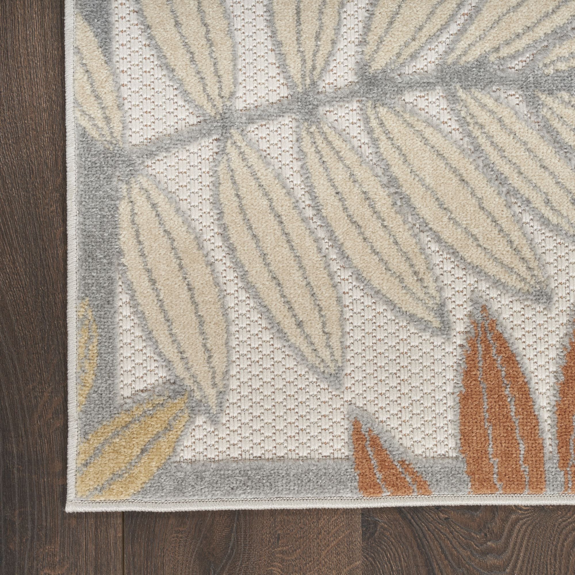 Blue Mocha Tropical Leaf Indoor/Outdoor Patio Rug