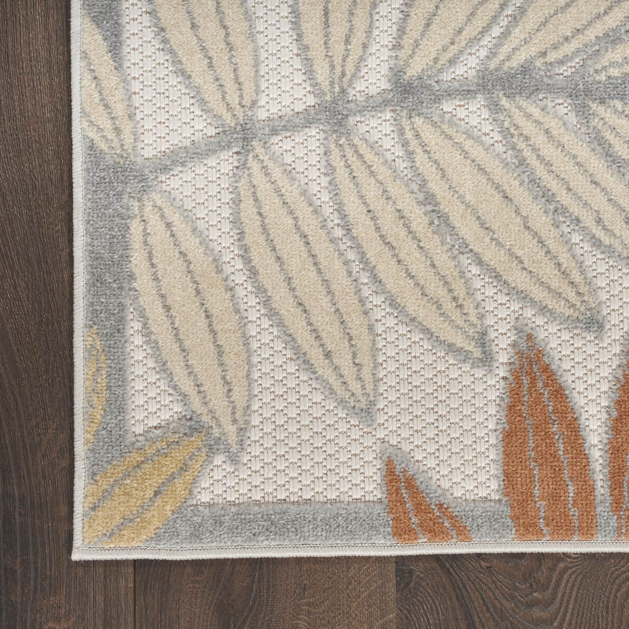 Blue Mocha Tropical Leaf Indoor/Outdoor Patio Rug