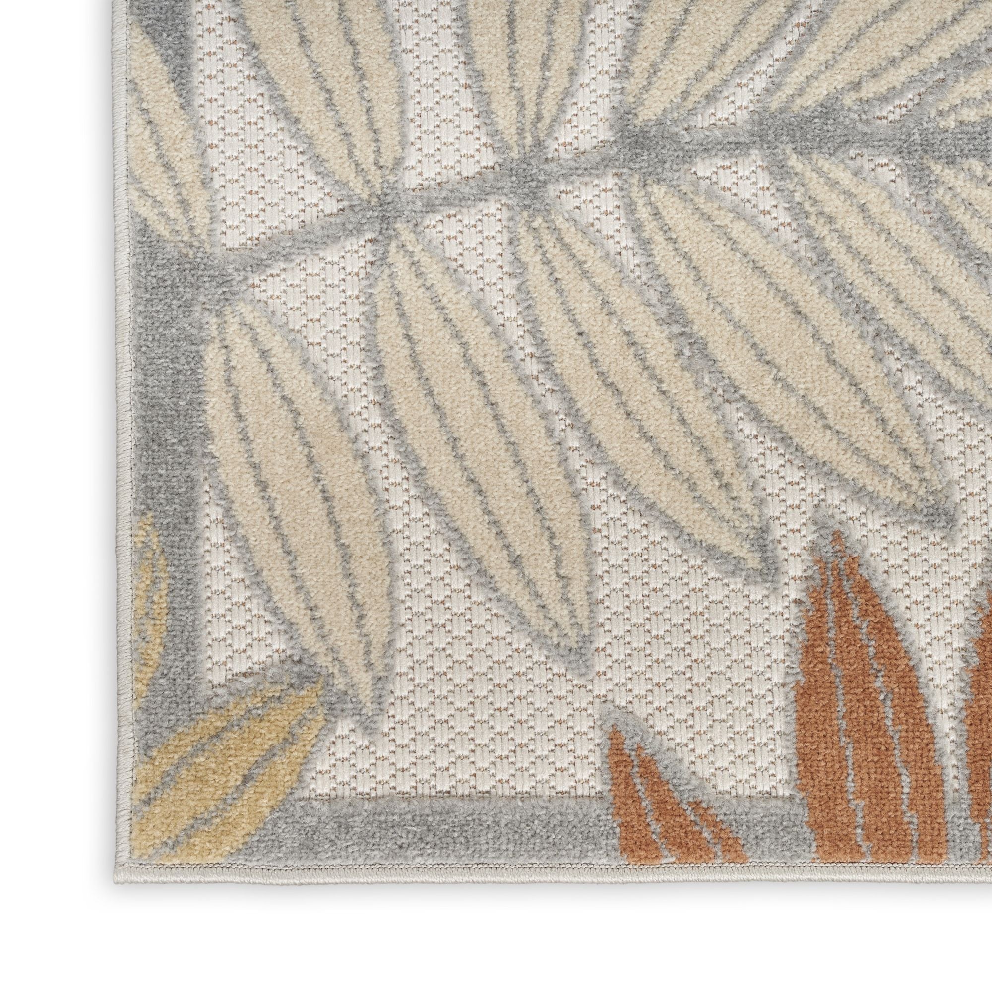 Blue Mocha Tropical Leaf Indoor/Outdoor Patio Rug
