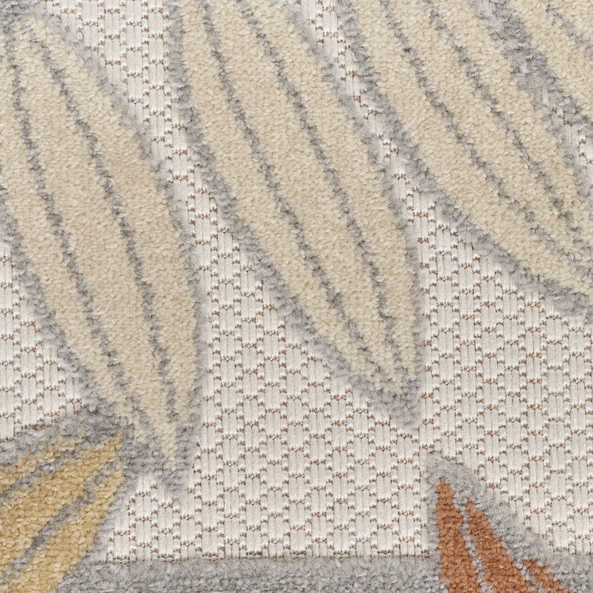 Blue Mocha Tropical Leaf Indoor/Outdoor Patio Rug