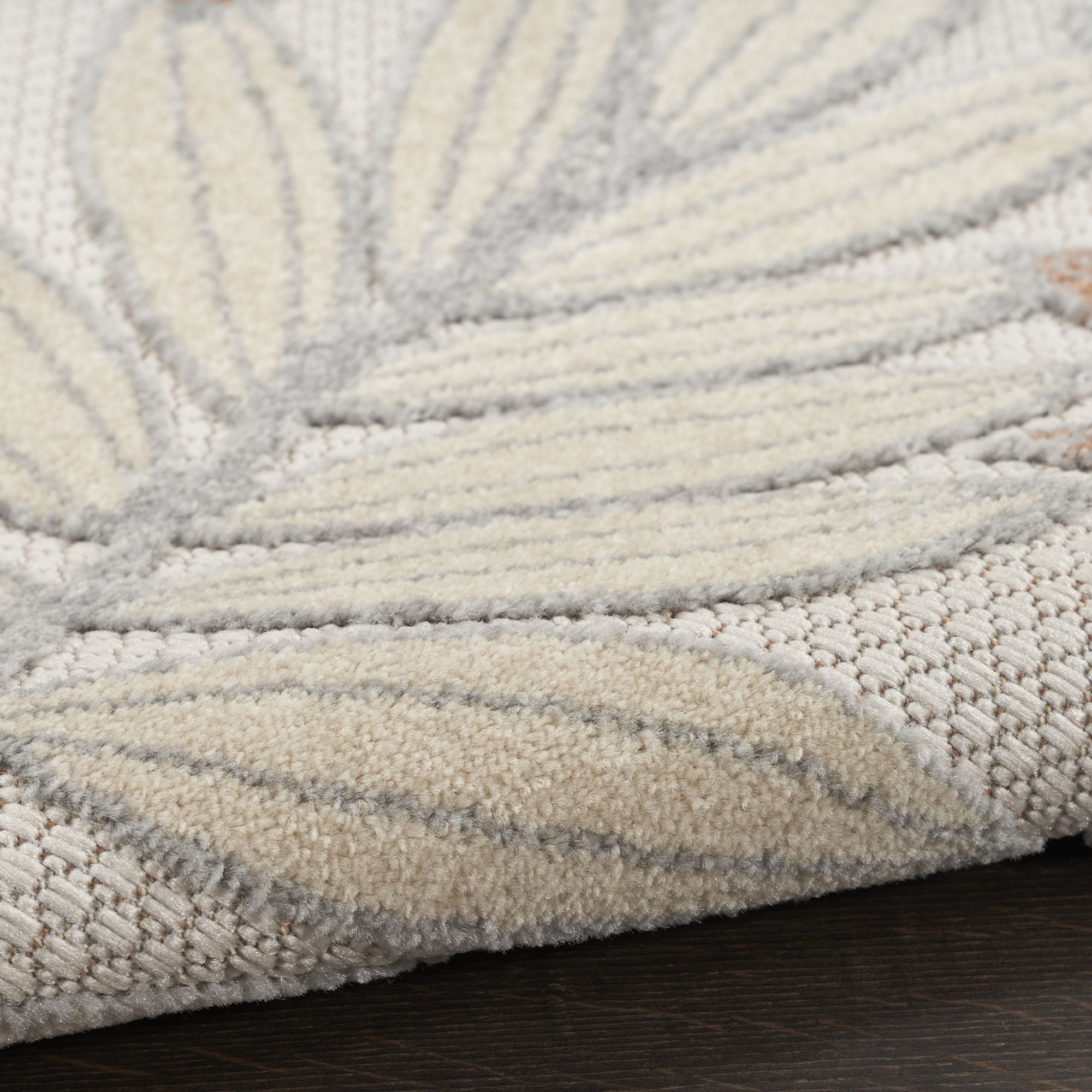 Blue Mocha Tropical Leaf Indoor/Outdoor Patio Rug