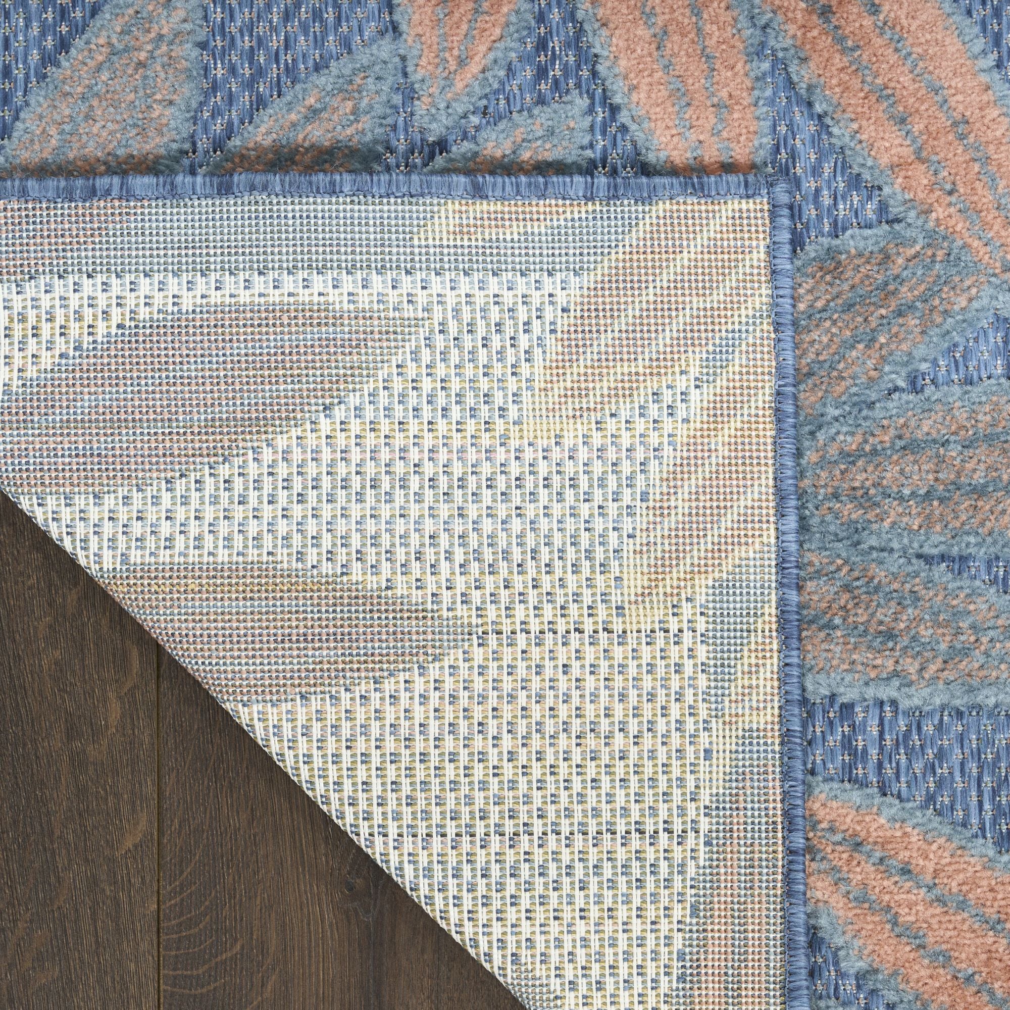 Blue Rose Tropical Leaf Indoor/Outdoor Patio Rug