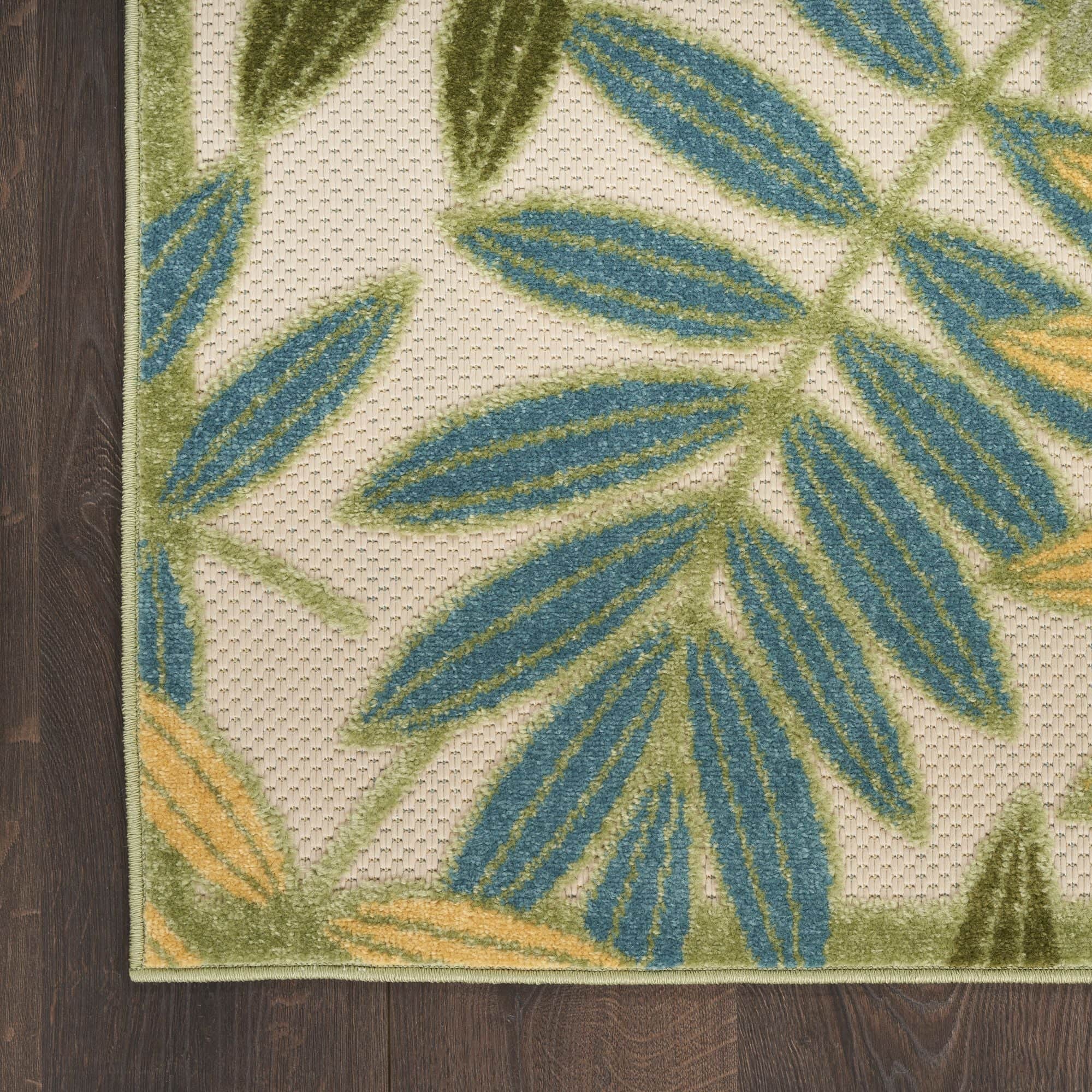 Green Multicolor Tropical Leaf Indoor/Outdoor Patio Rug
