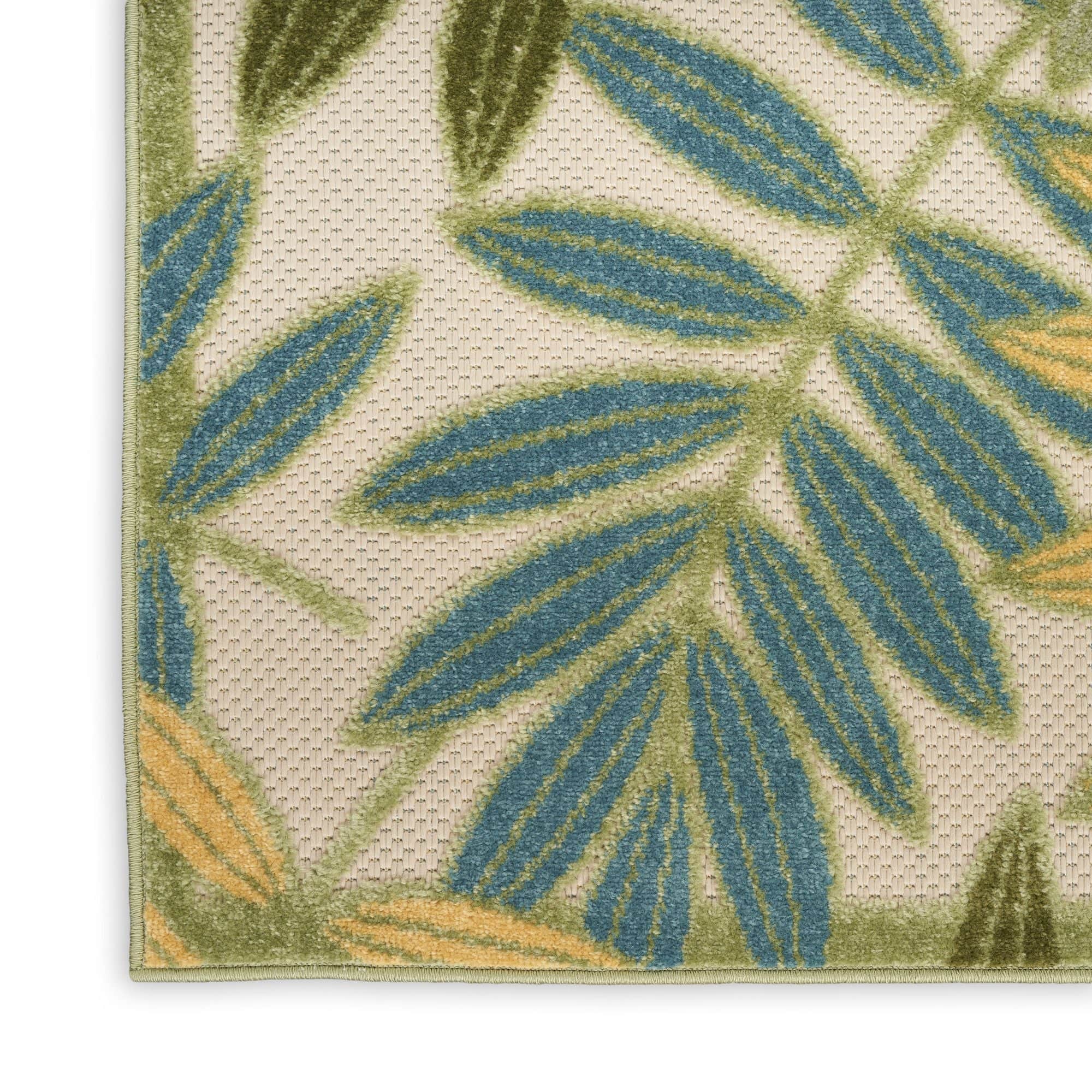 Green Multicolor Tropical Leaf Indoor/Outdoor Patio Rug