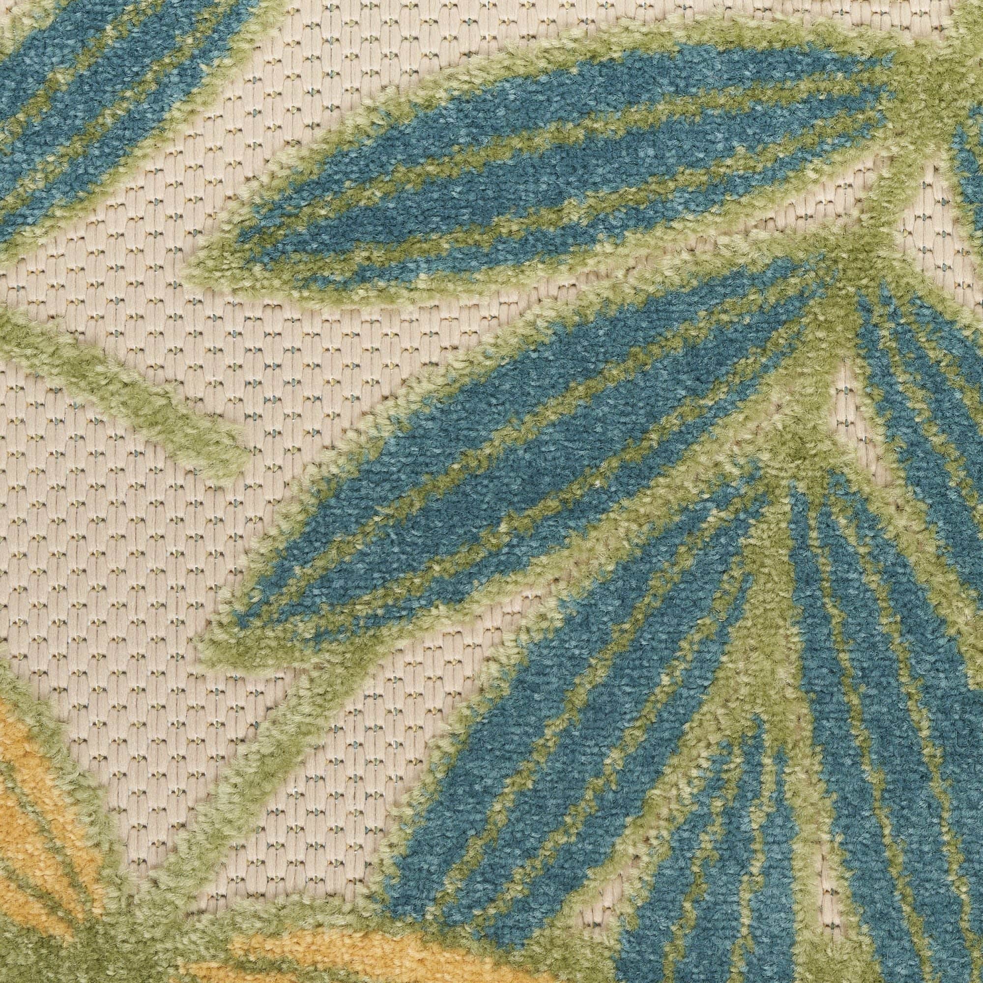 Green Multicolor Tropical Leaf Indoor/Outdoor Patio Rug