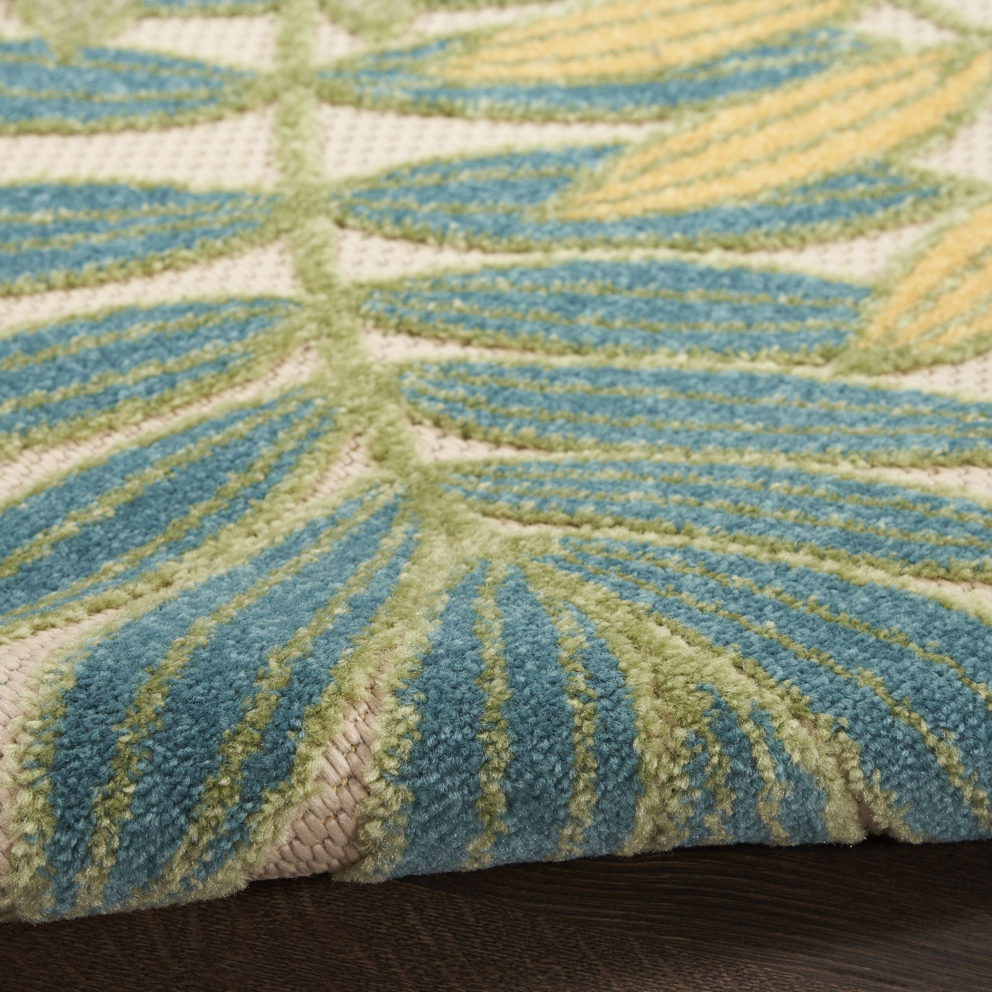 Green Multicolor Tropical Leaf Indoor/Outdoor Patio Rug