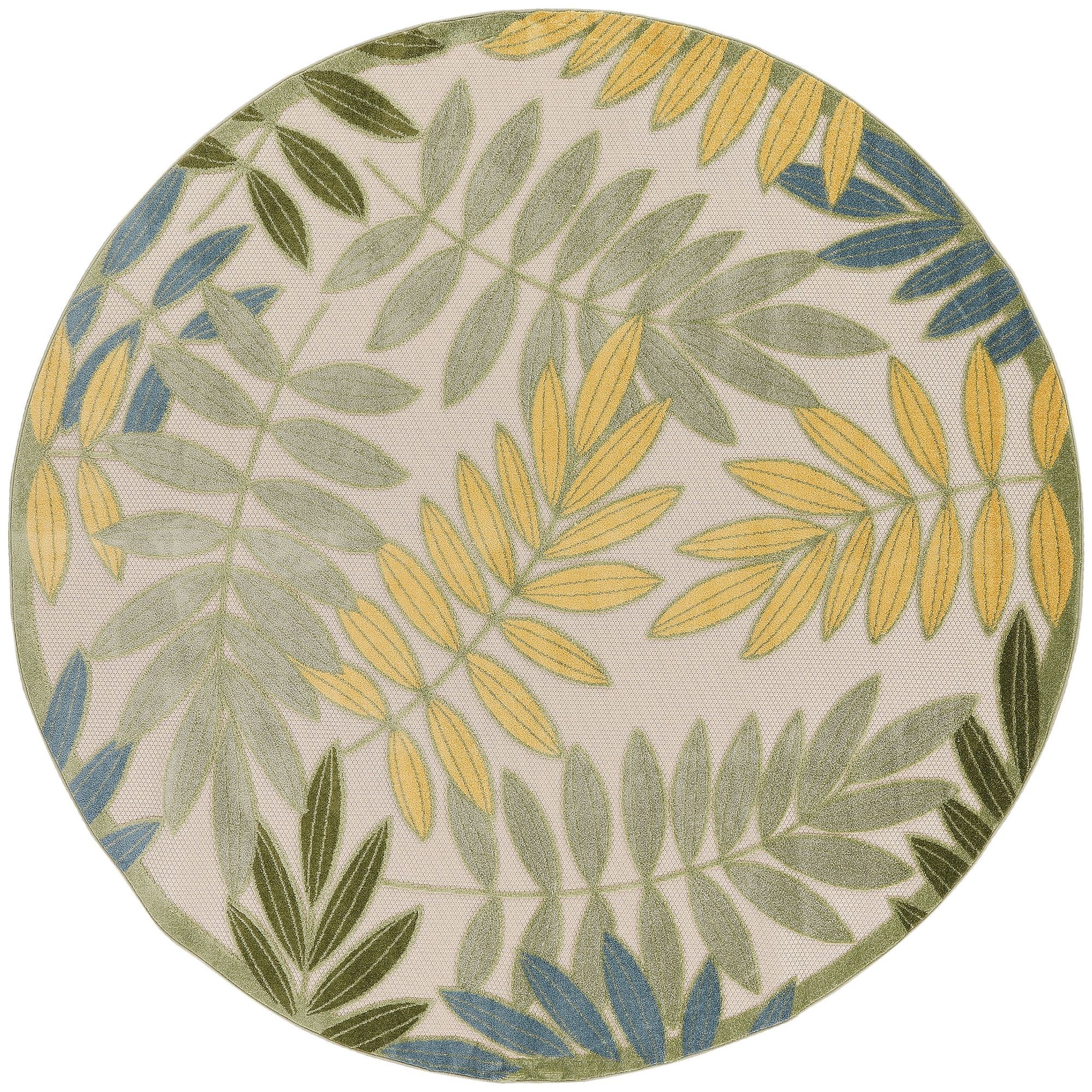 Green Multicolor Tropical Leaf Indoor/Outdoor Patio Rug