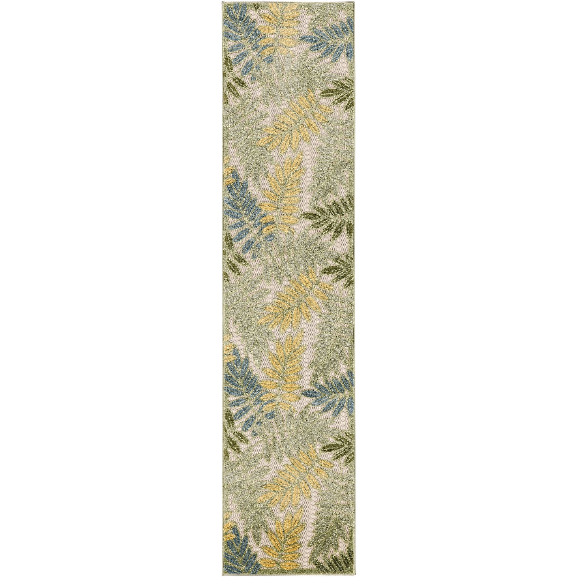 Green Multicolor Tropical Leaf Indoor/Outdoor Patio Rug