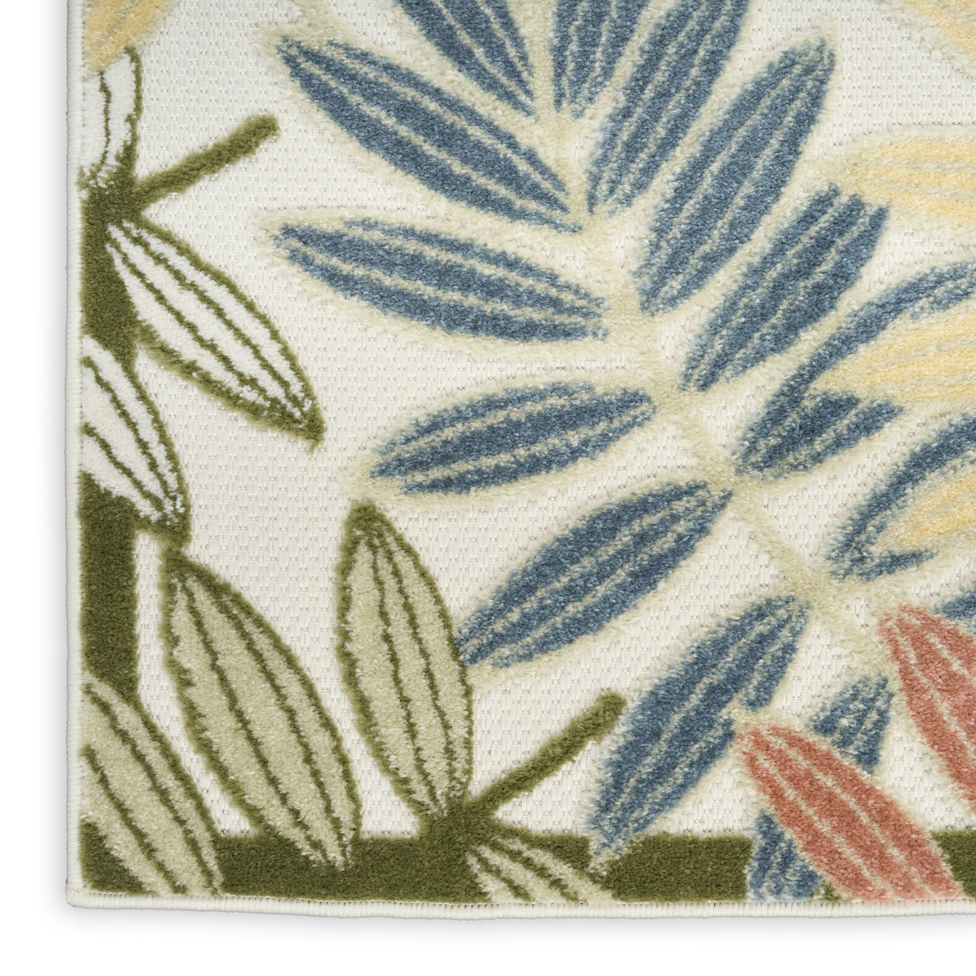Ivory Rose Tropical Leaf Indoor/Outdoor Patio Rug