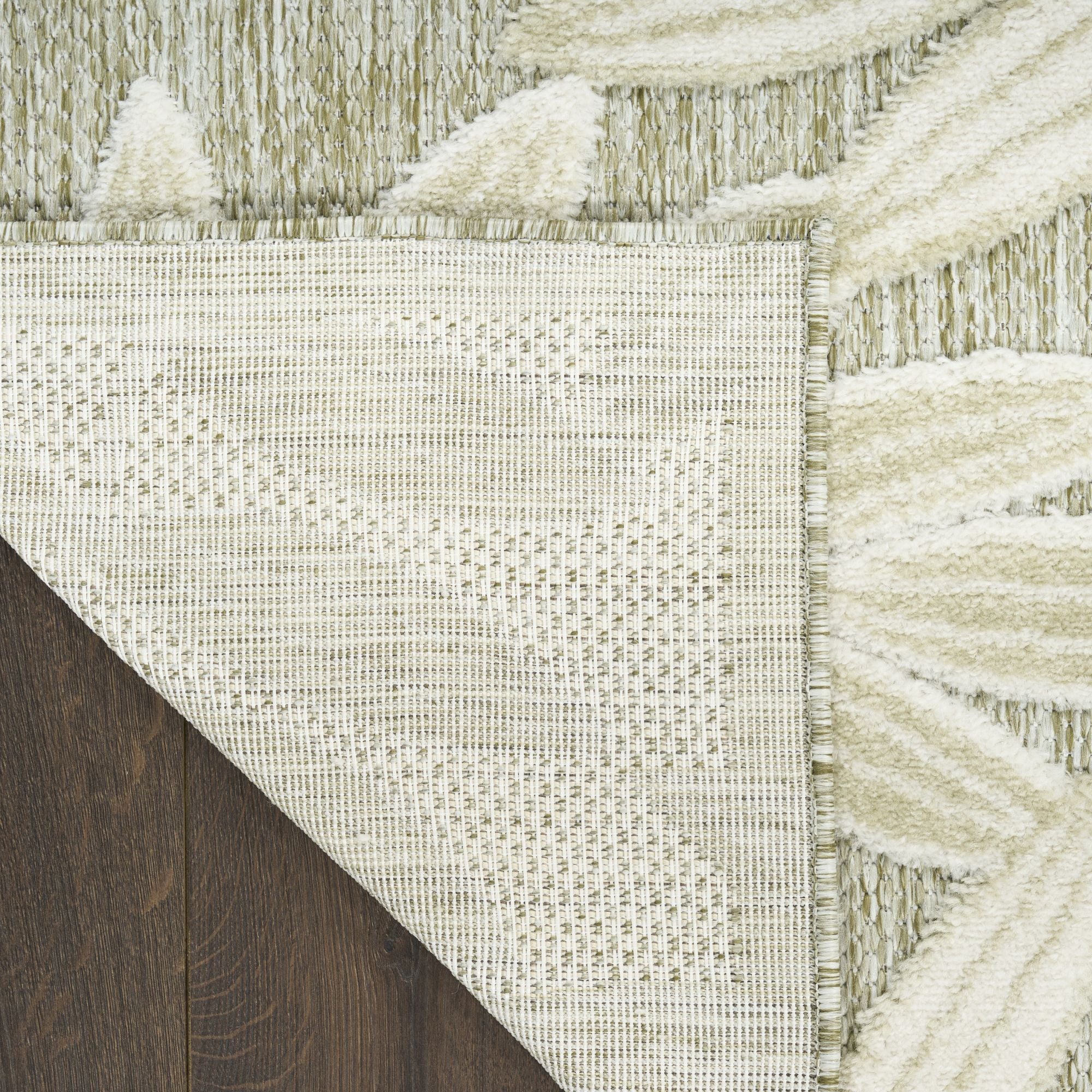 Ivory Sage Tropical Leaf Indoor/Outdoor Patio Rug