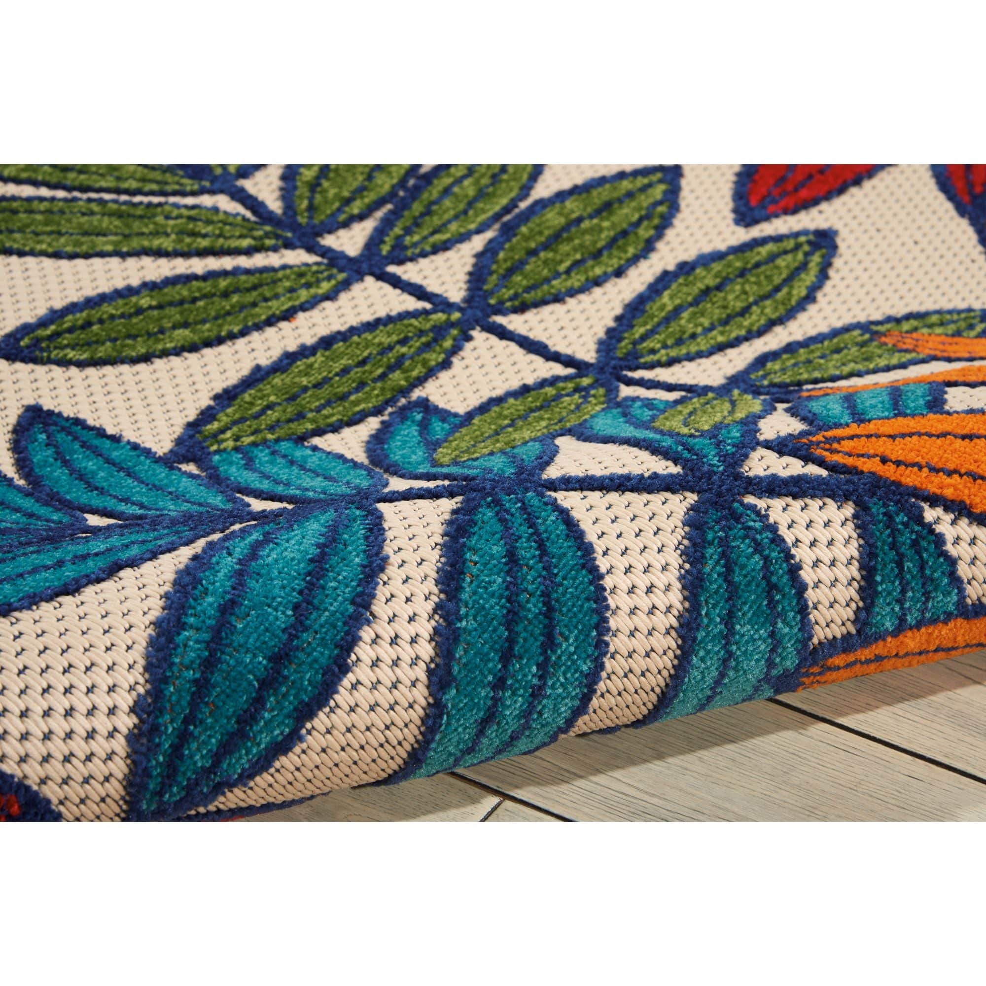 Multicolor Tropical Leaf Indoor/Outdoor Patio Rug