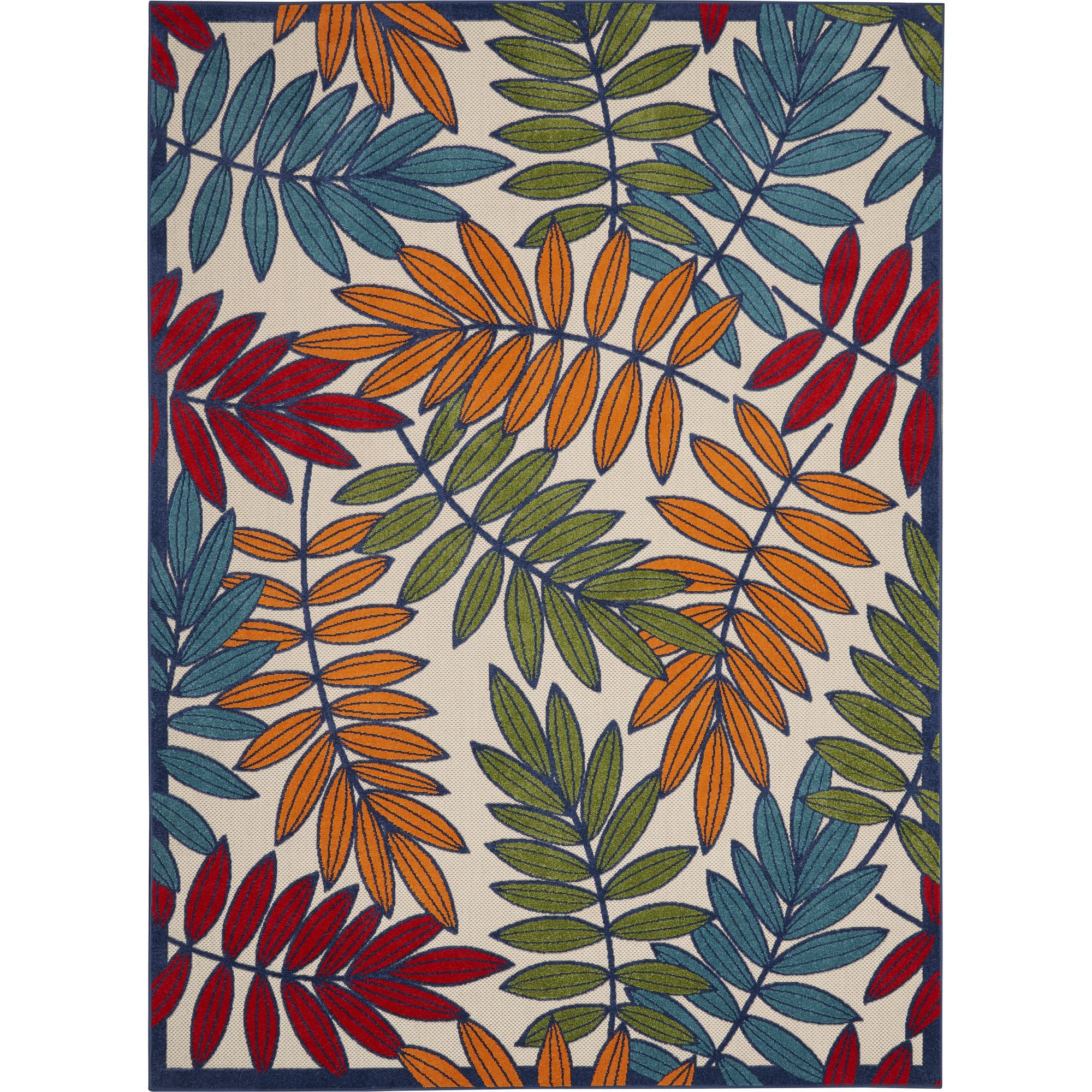 Multicolor Tropical Leaf Indoor/Outdoor Patio Rug