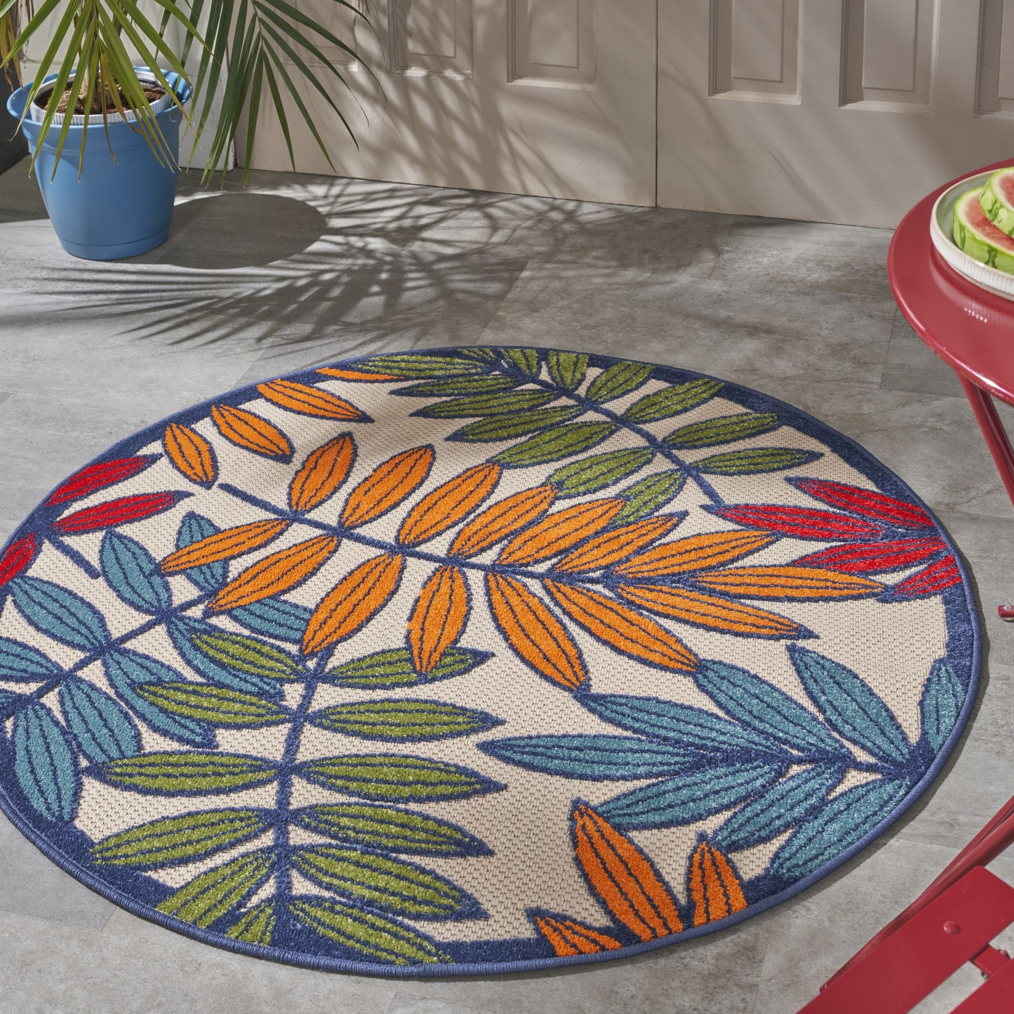 Multicolor Tropical Leaf Indoor/Outdoor Patio Rug