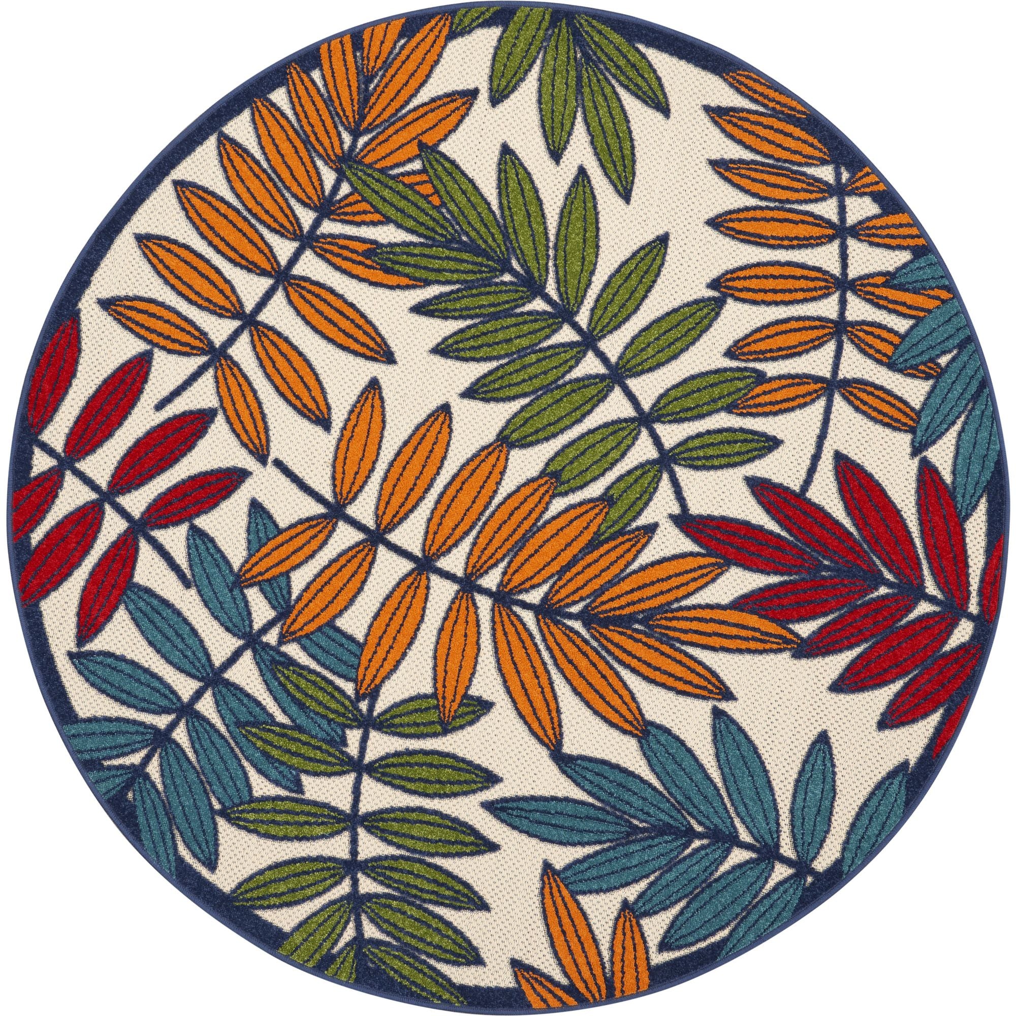Multicolor Tropical Leaf Indoor/Outdoor Patio Rug
