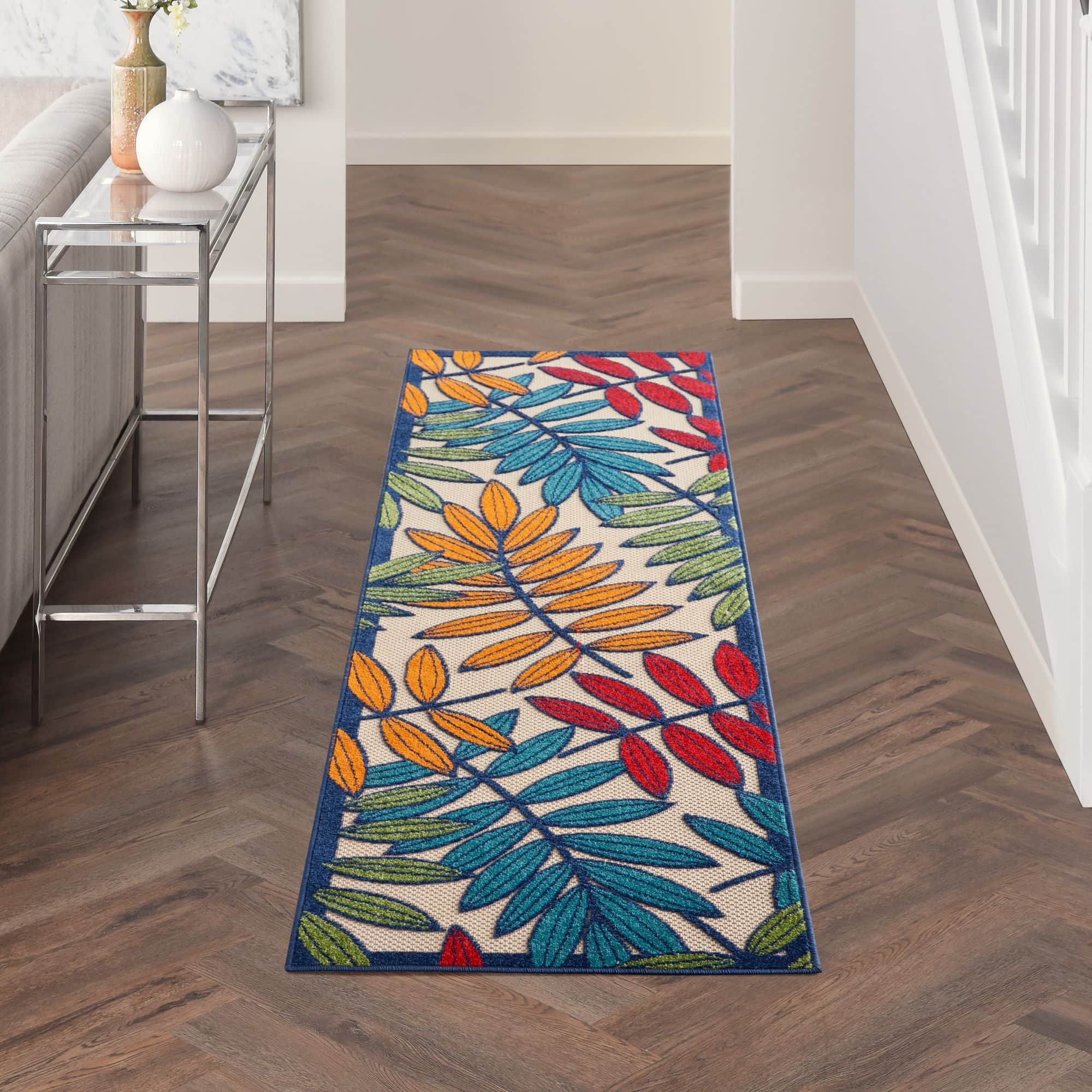 Multicolor Tropical Leaf Indoor/Outdoor Patio Rug