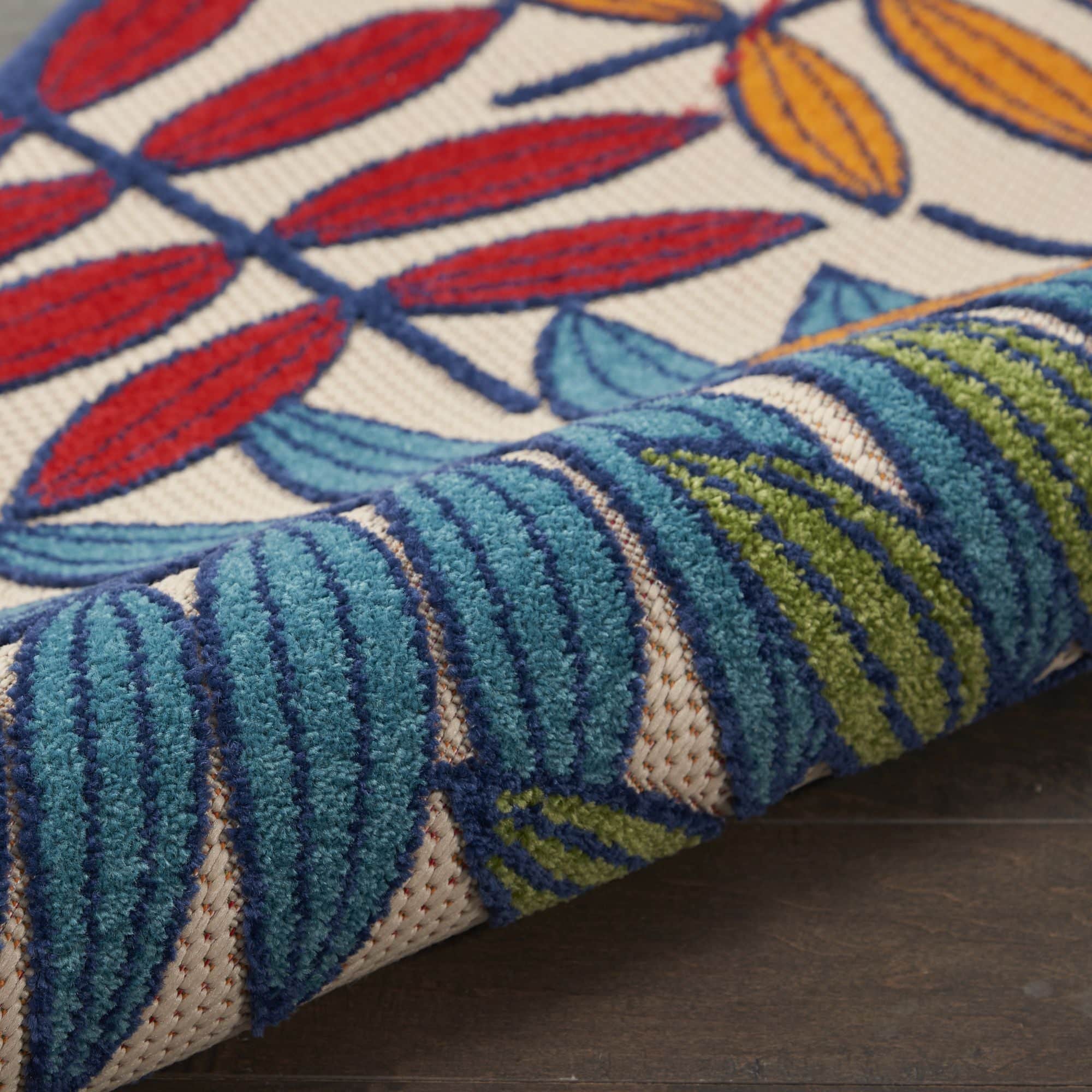 Multicolor Tropical Leaf Indoor/Outdoor Patio Rug