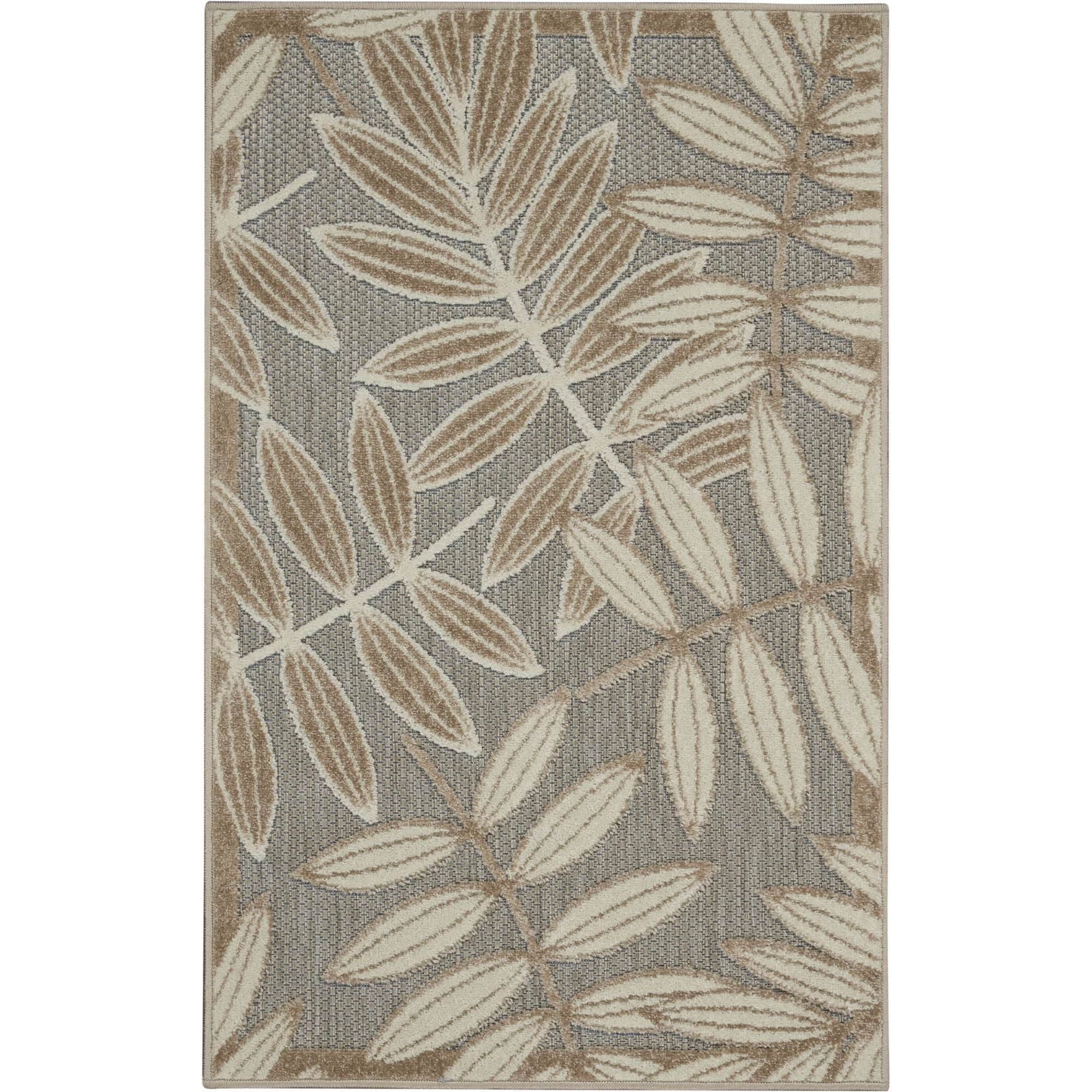 Natural Tropical Leaf Indoor/Outdoor Patio Rug