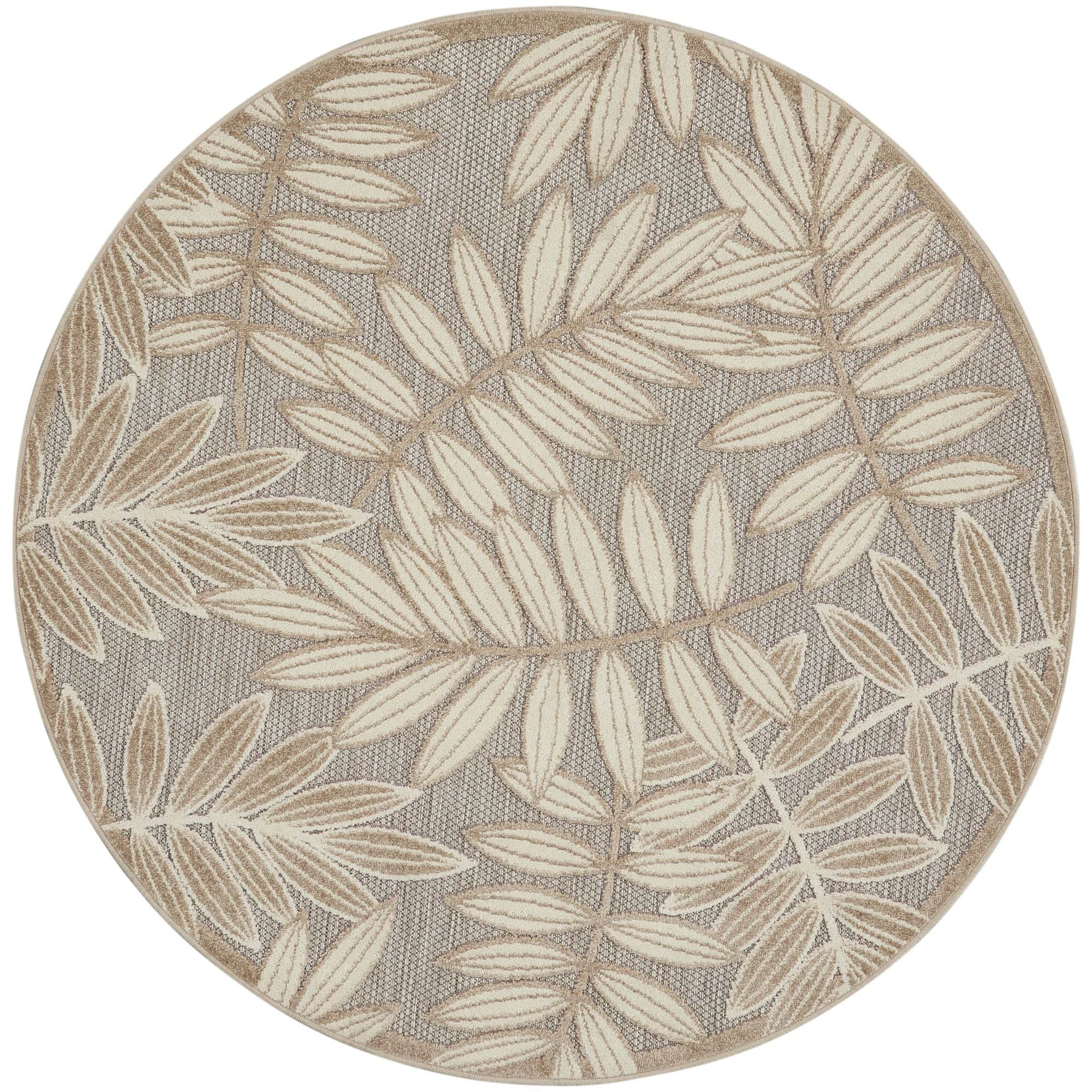 Natural Tropical Leaf Indoor/Outdoor Patio Rug