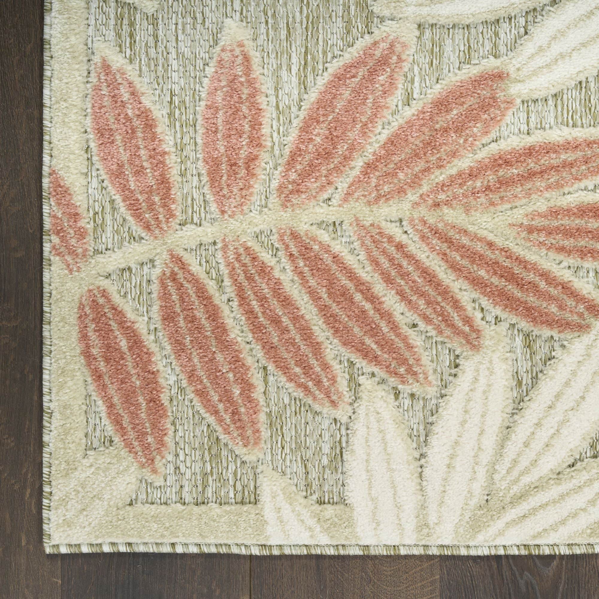 Sage Rose Tropical Leaf Indoor/Outdoor Patio Rug