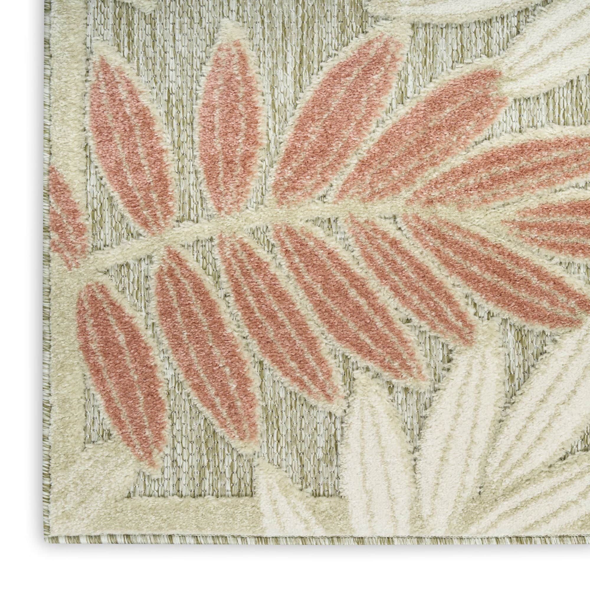 Sage Rose Tropical Leaf Indoor/Outdoor Patio Rug