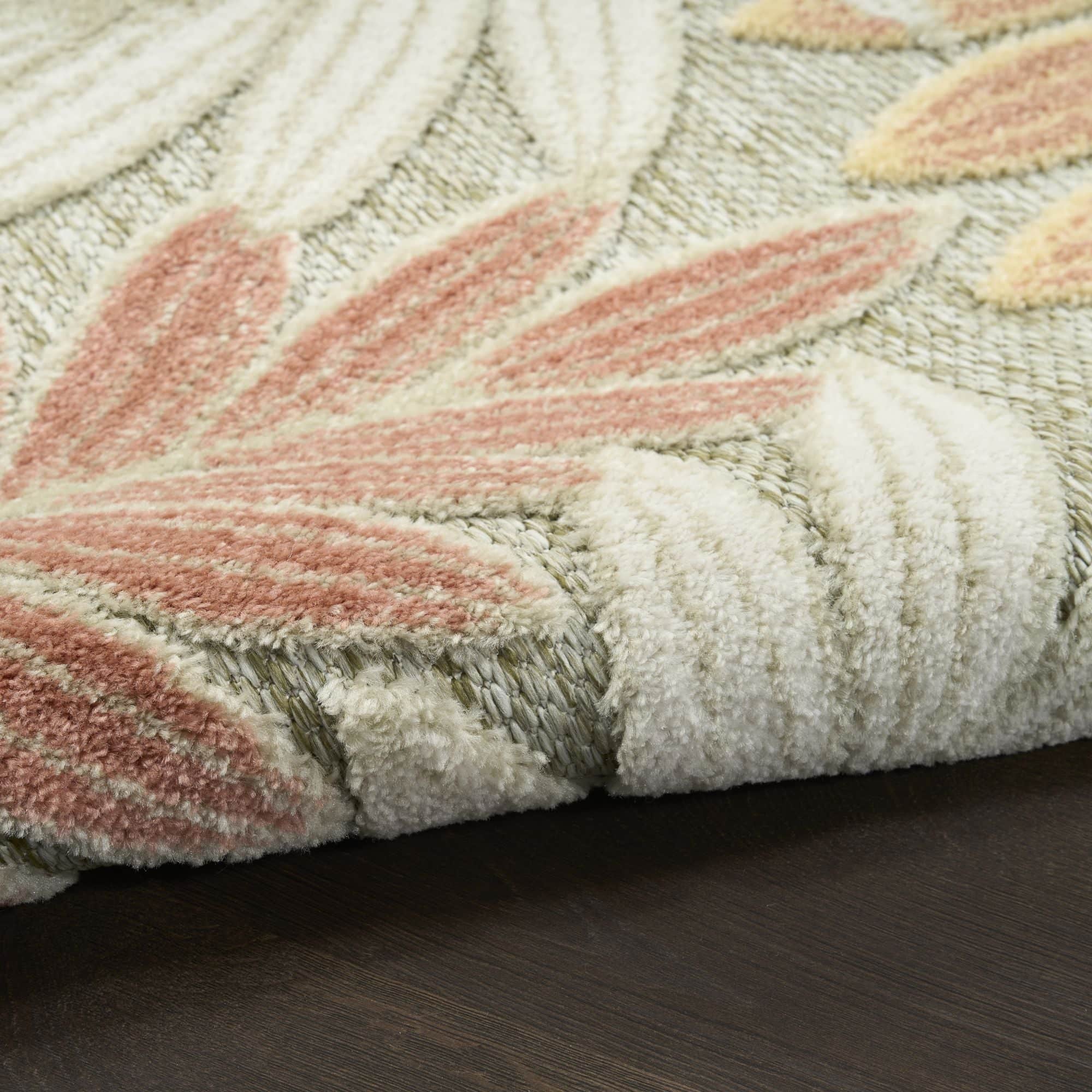 Sage Rose Tropical Leaf Indoor/Outdoor Patio Rug