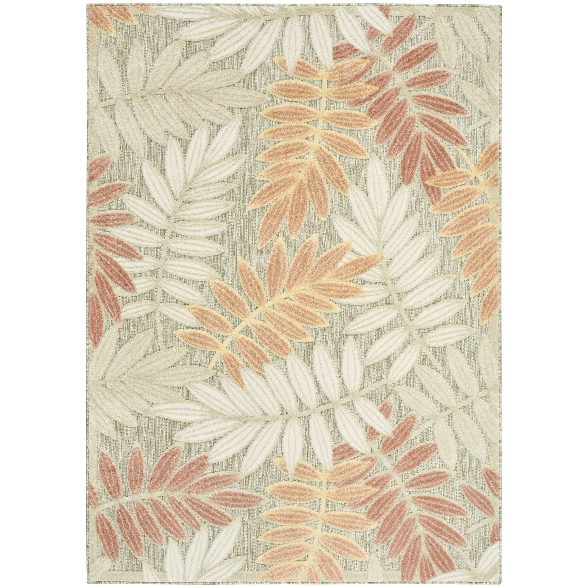 Sage Rose Tropical Leaf Indoor/Outdoor Patio Rug