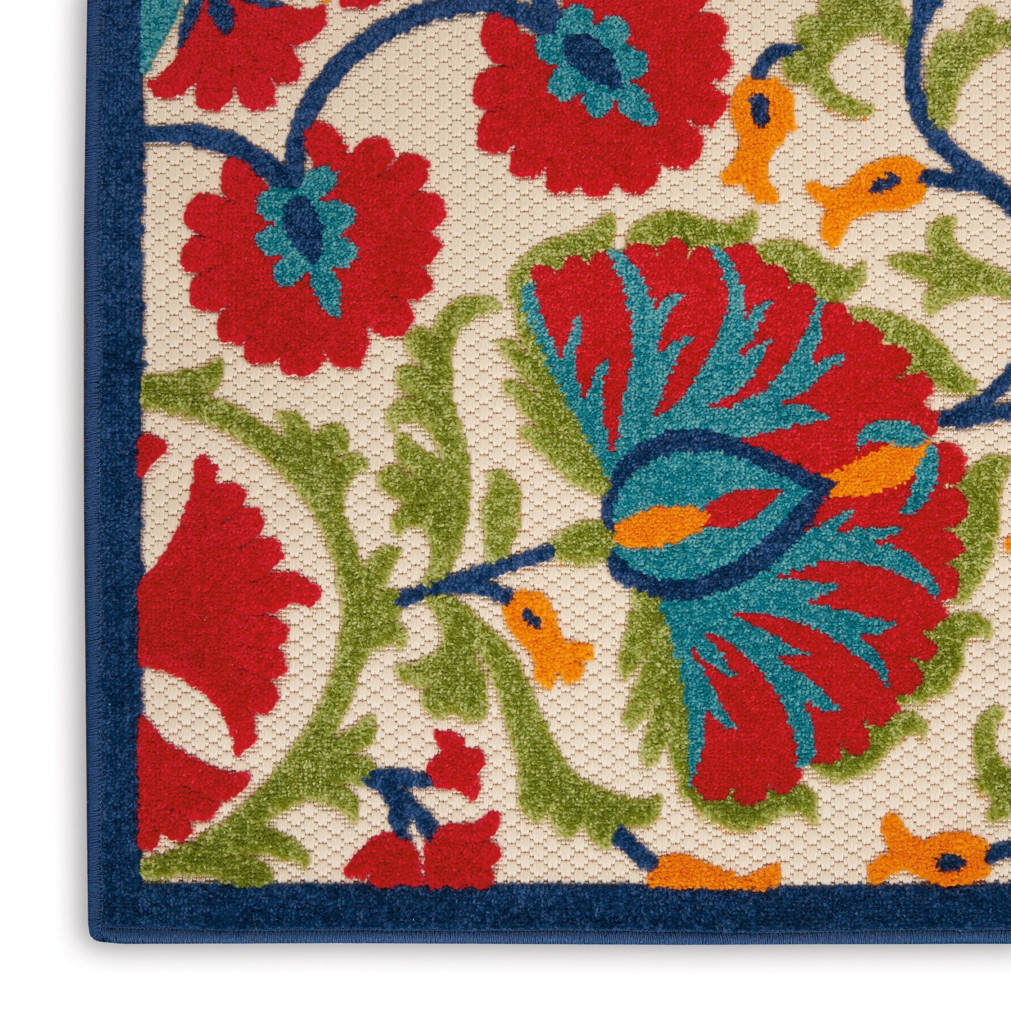Red Multicolor Transitional Indoor Outdoor Floral Area Rug