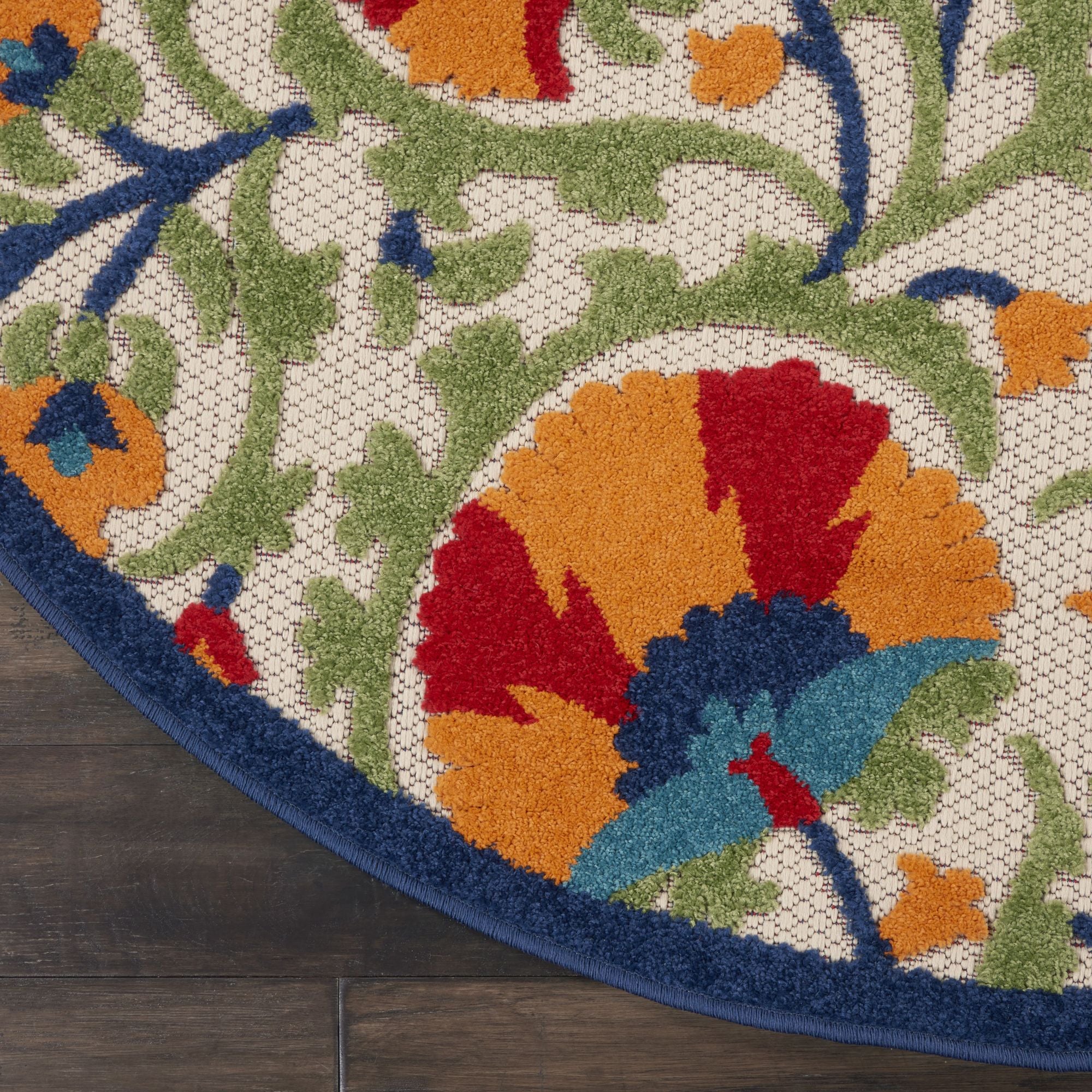 Red Multicolor Transitional Indoor Outdoor Floral Area Rug