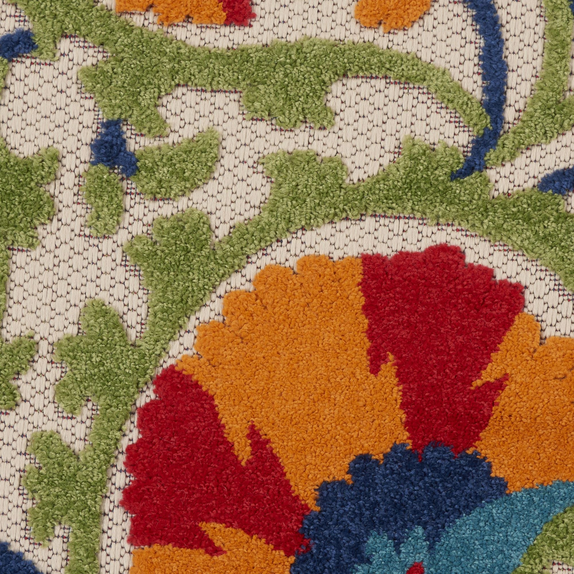 Red Multicolor Transitional Indoor Outdoor Floral Area Rug