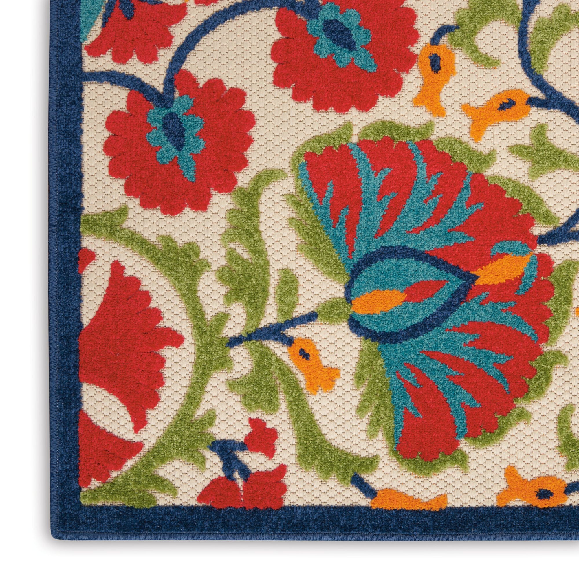 Red Multicolor Transitional Indoor Outdoor Floral Area Rug