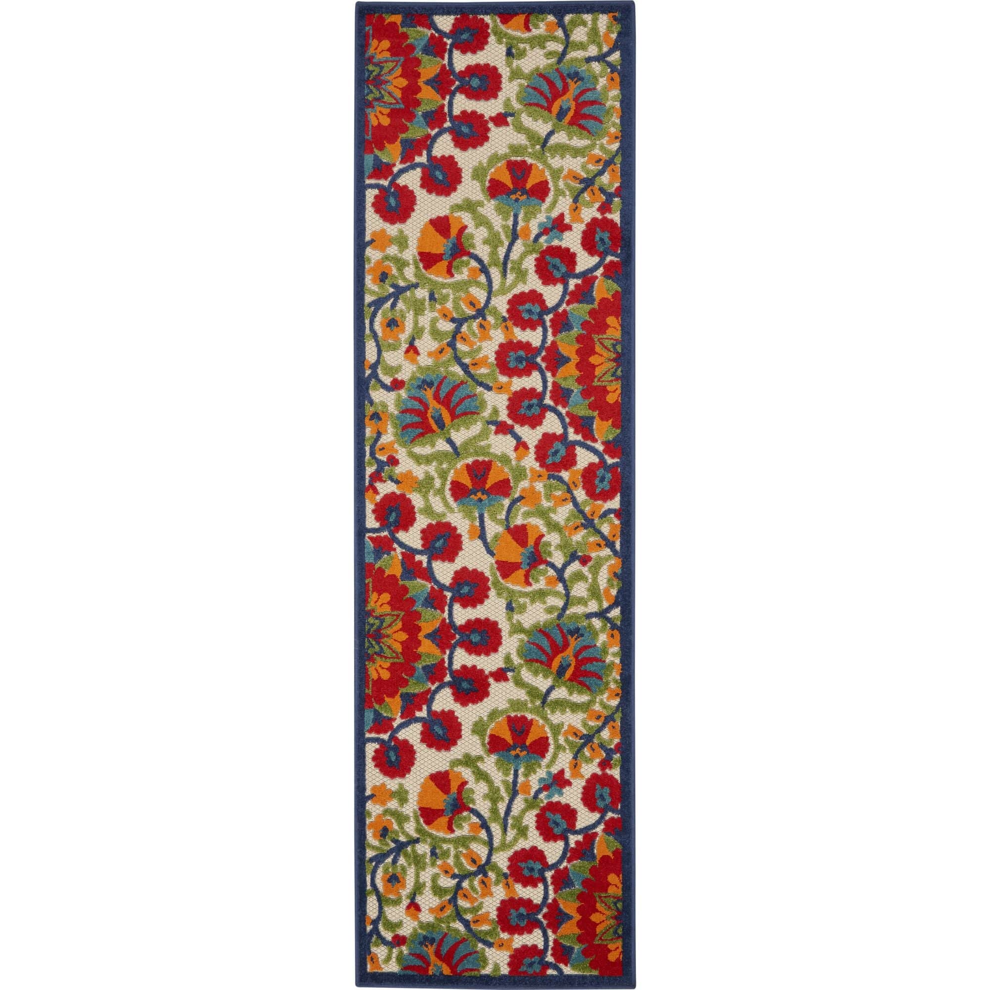 Red Multicolor Transitional Indoor Outdoor Floral Area Rug