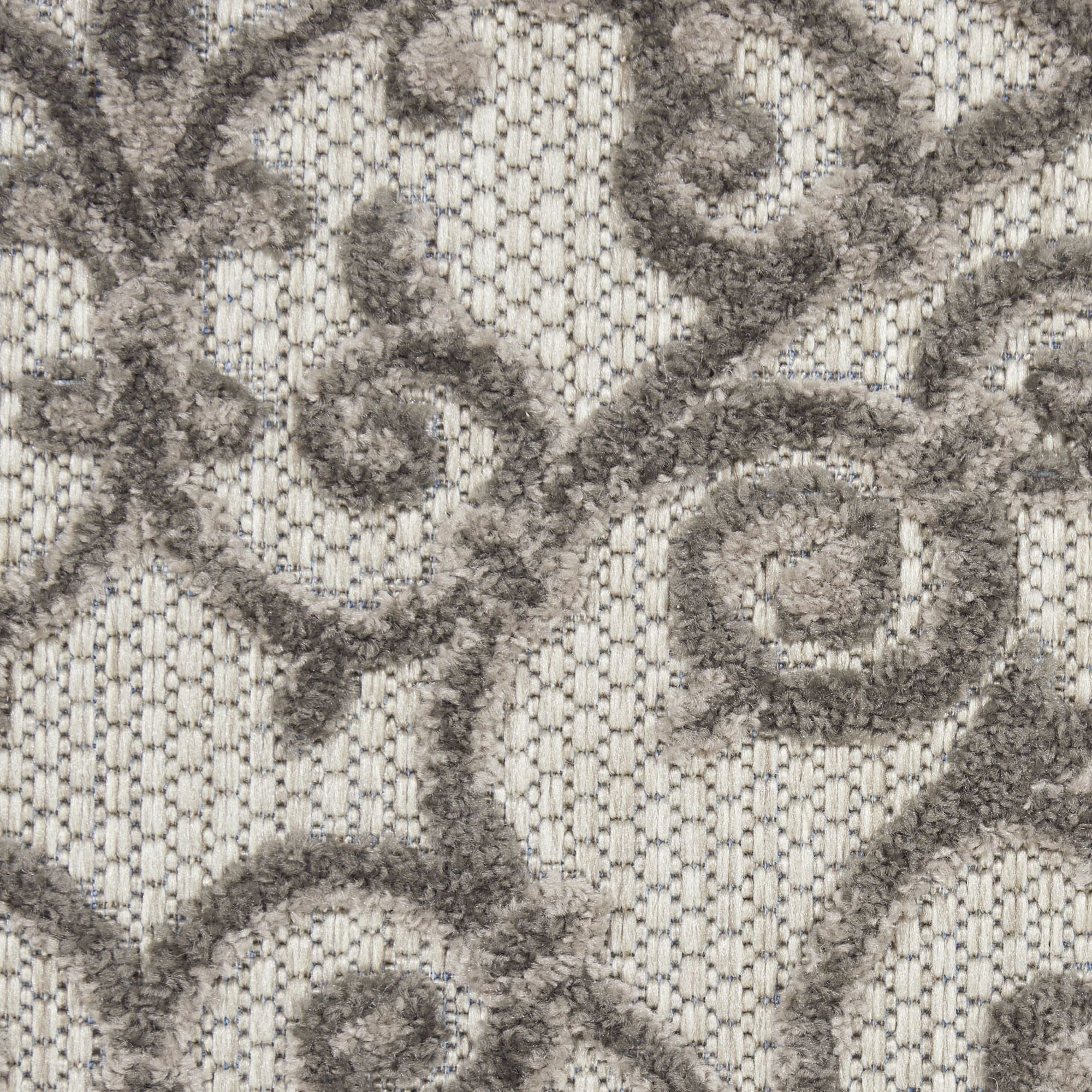 Grey Charcoal Contemporary Floral Indoor-Outdoor Patio Rug