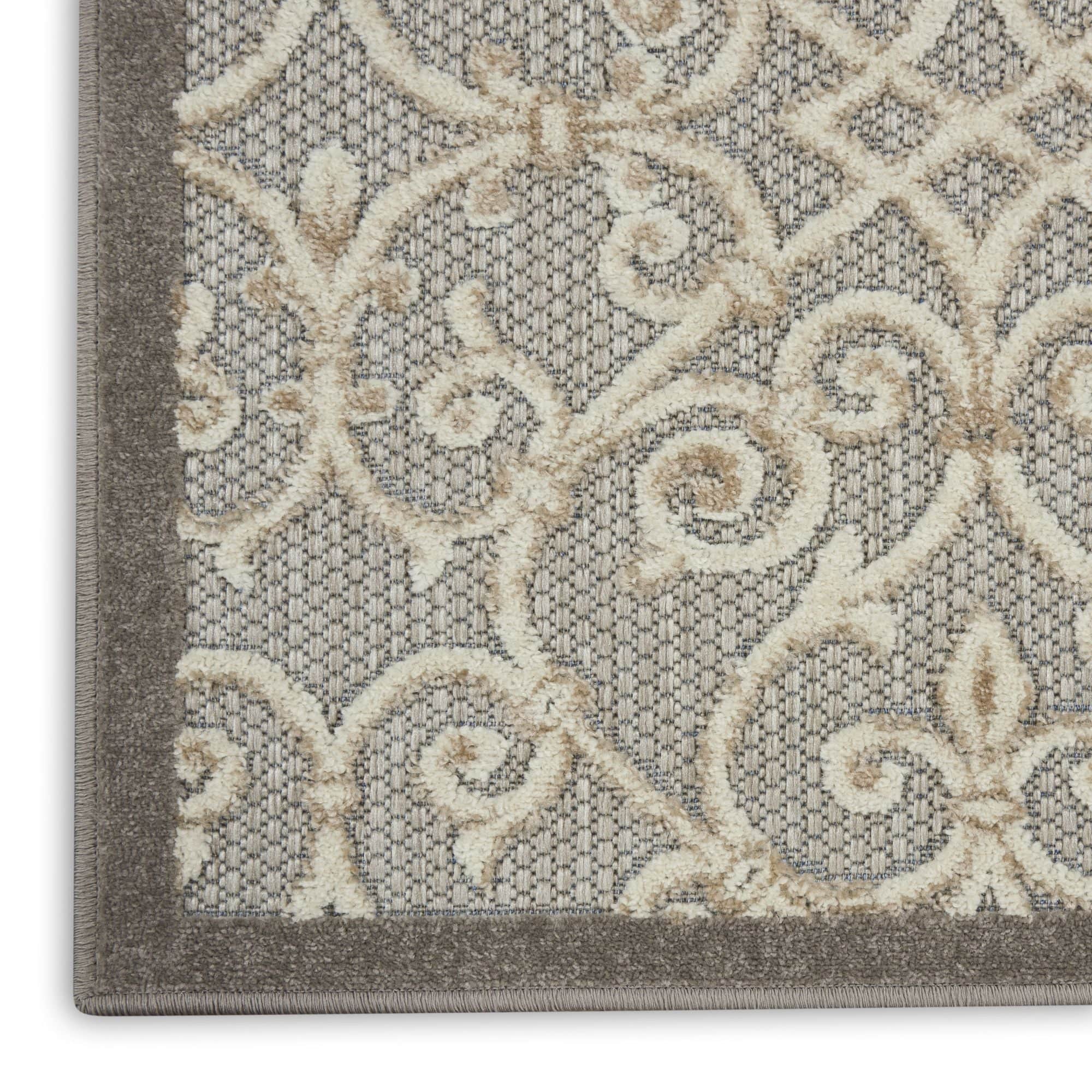 Natural Contemporary Floral Indoor-Outdoor Patio Rug