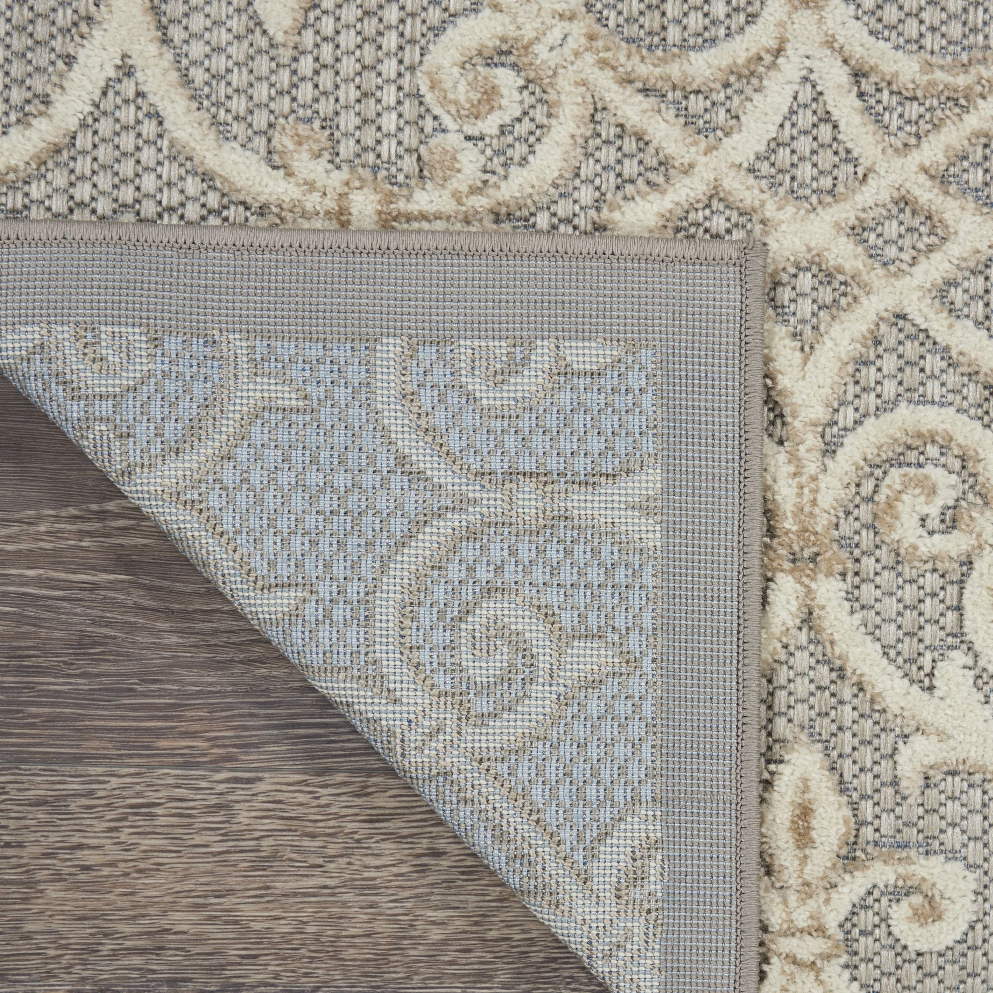 Natural Contemporary Floral Indoor-Outdoor Patio Rug