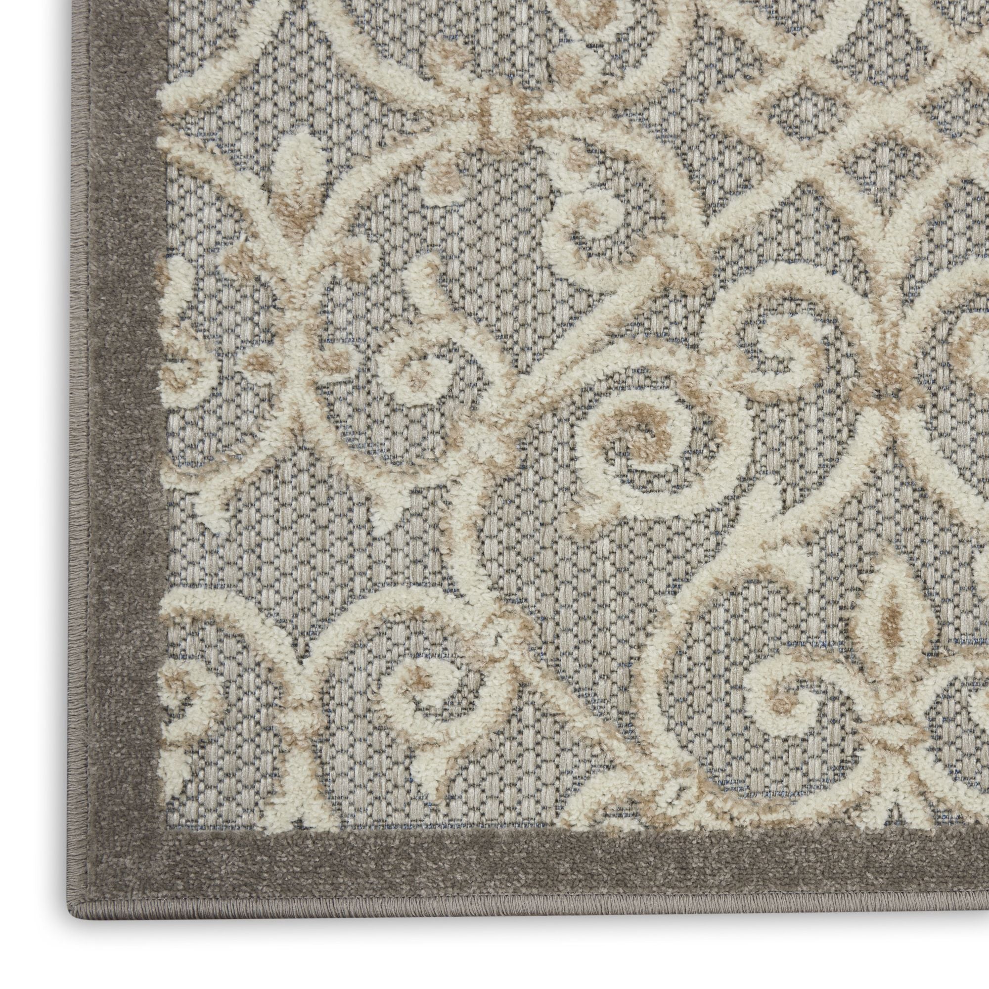 Natural Contemporary Floral Indoor-Outdoor Patio Rug