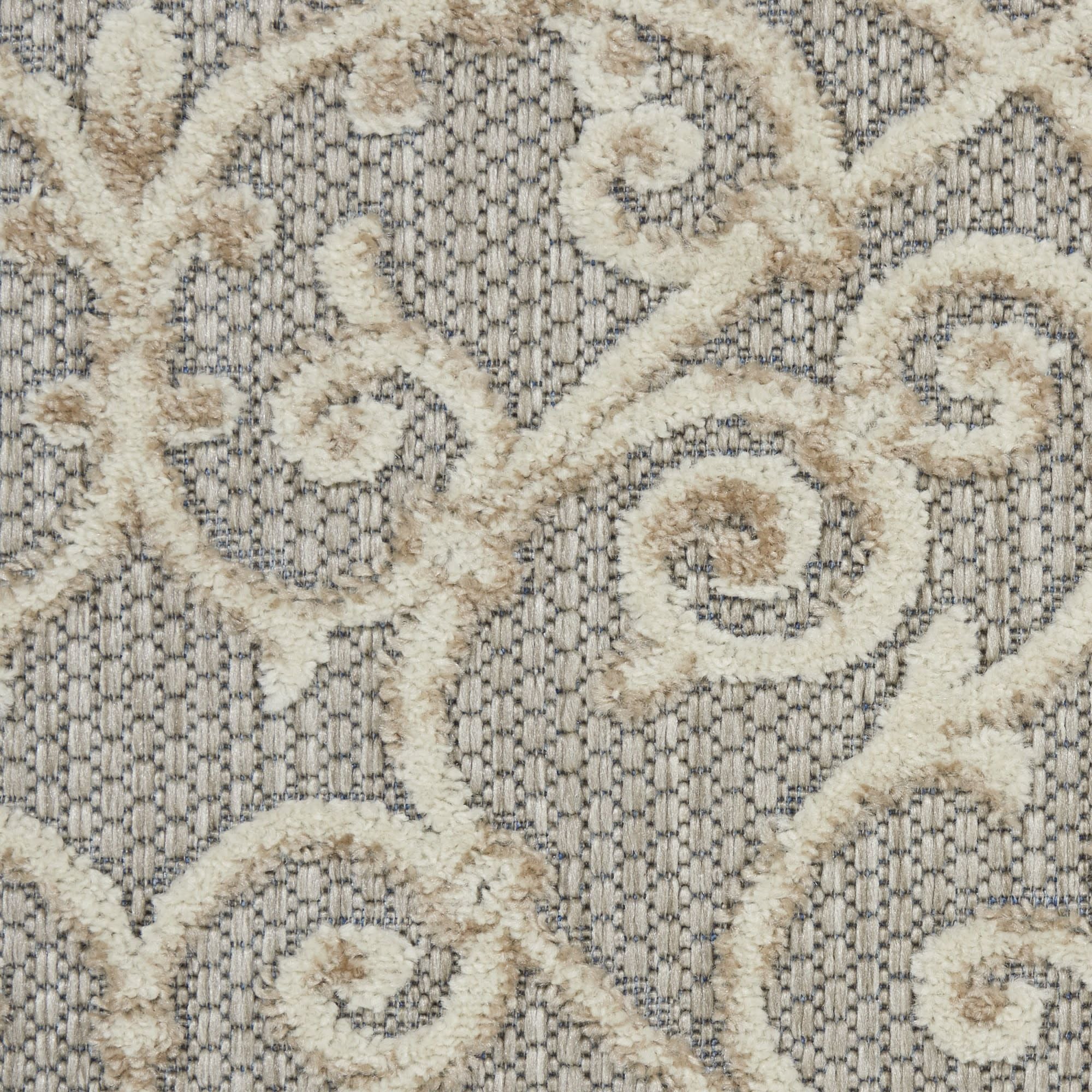 Natural Contemporary Floral Indoor-Outdoor Patio Rug