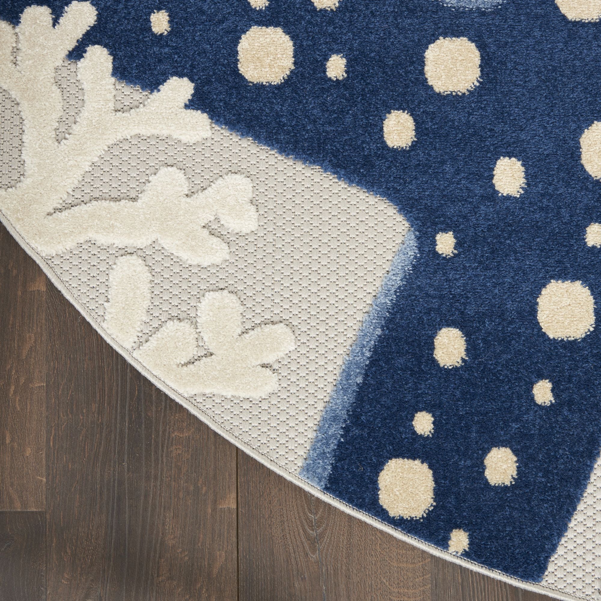 Blue Grey Coastal Indoor Outdoor Polypropylene Area Rug