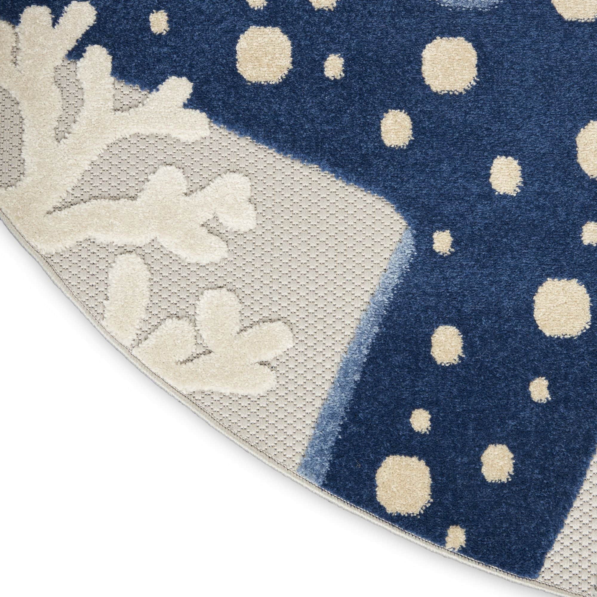 Blue Grey Coastal Indoor Outdoor Polypropylene Area Rug