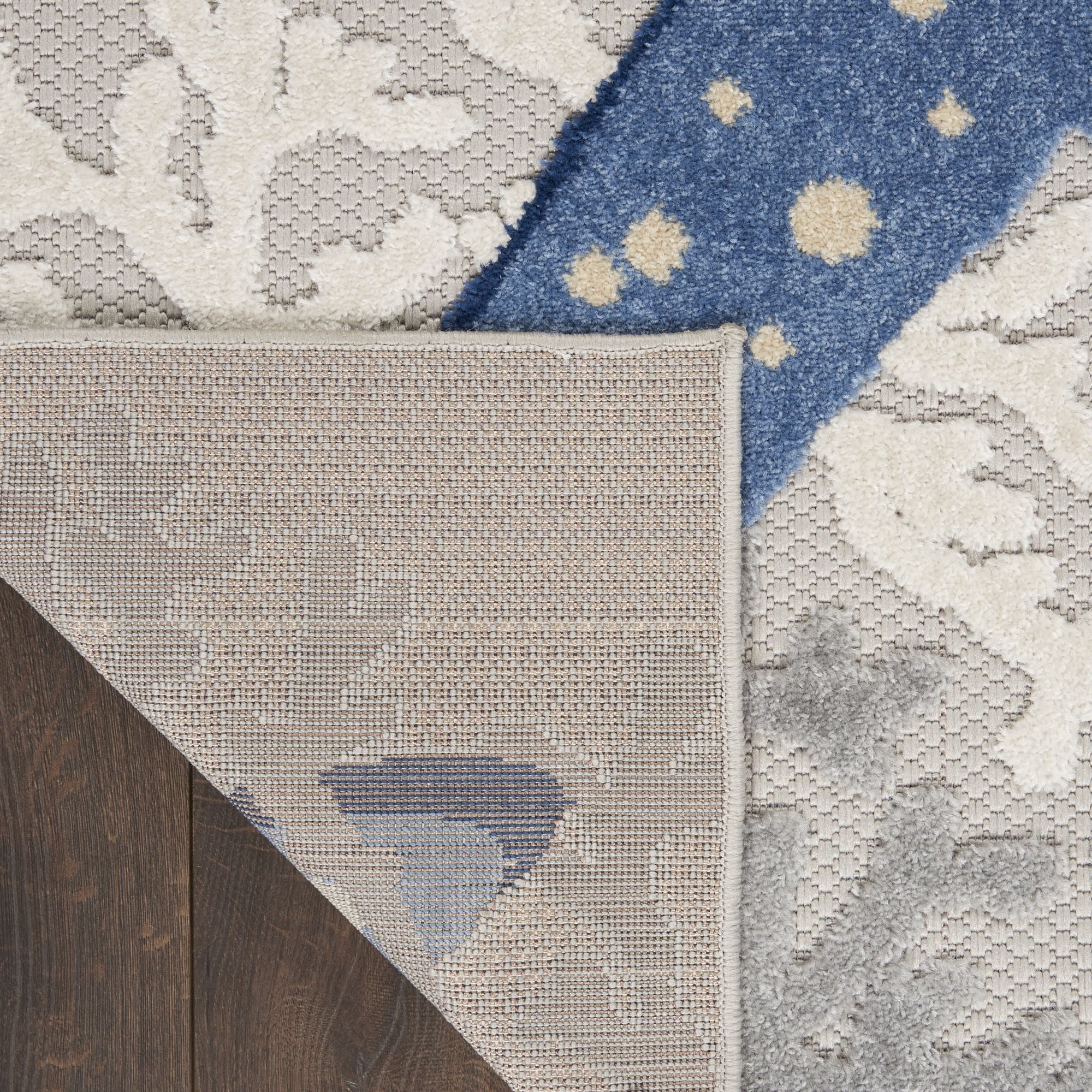Blue Grey Coastal Indoor Outdoor Polypropylene Area Rug