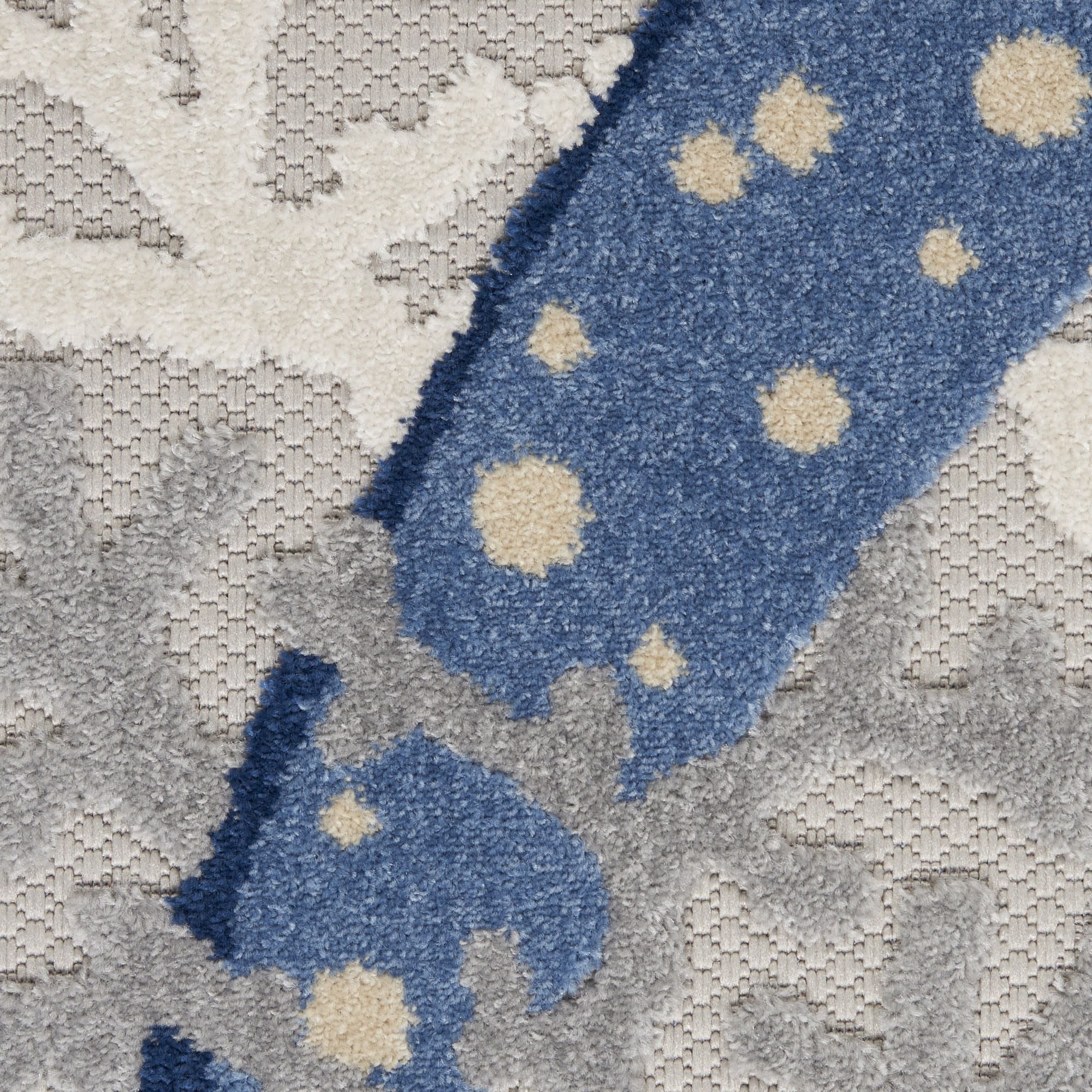 Blue Grey Coastal Indoor Outdoor Polypropylene Area Rug