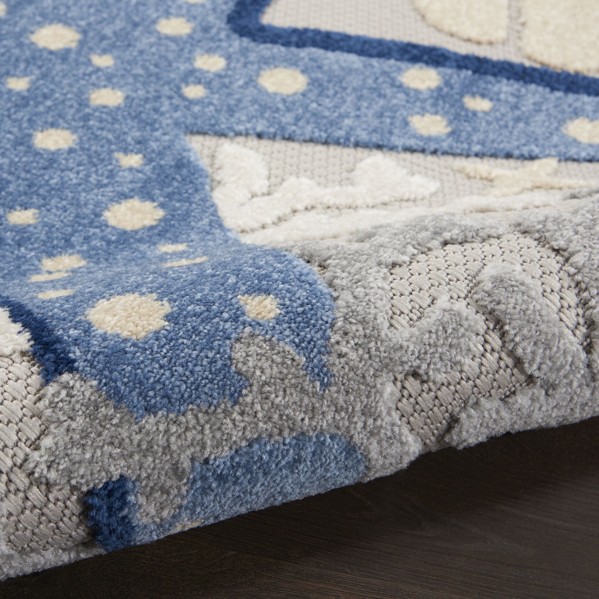 Blue Grey Coastal Indoor Outdoor Polypropylene Area Rug