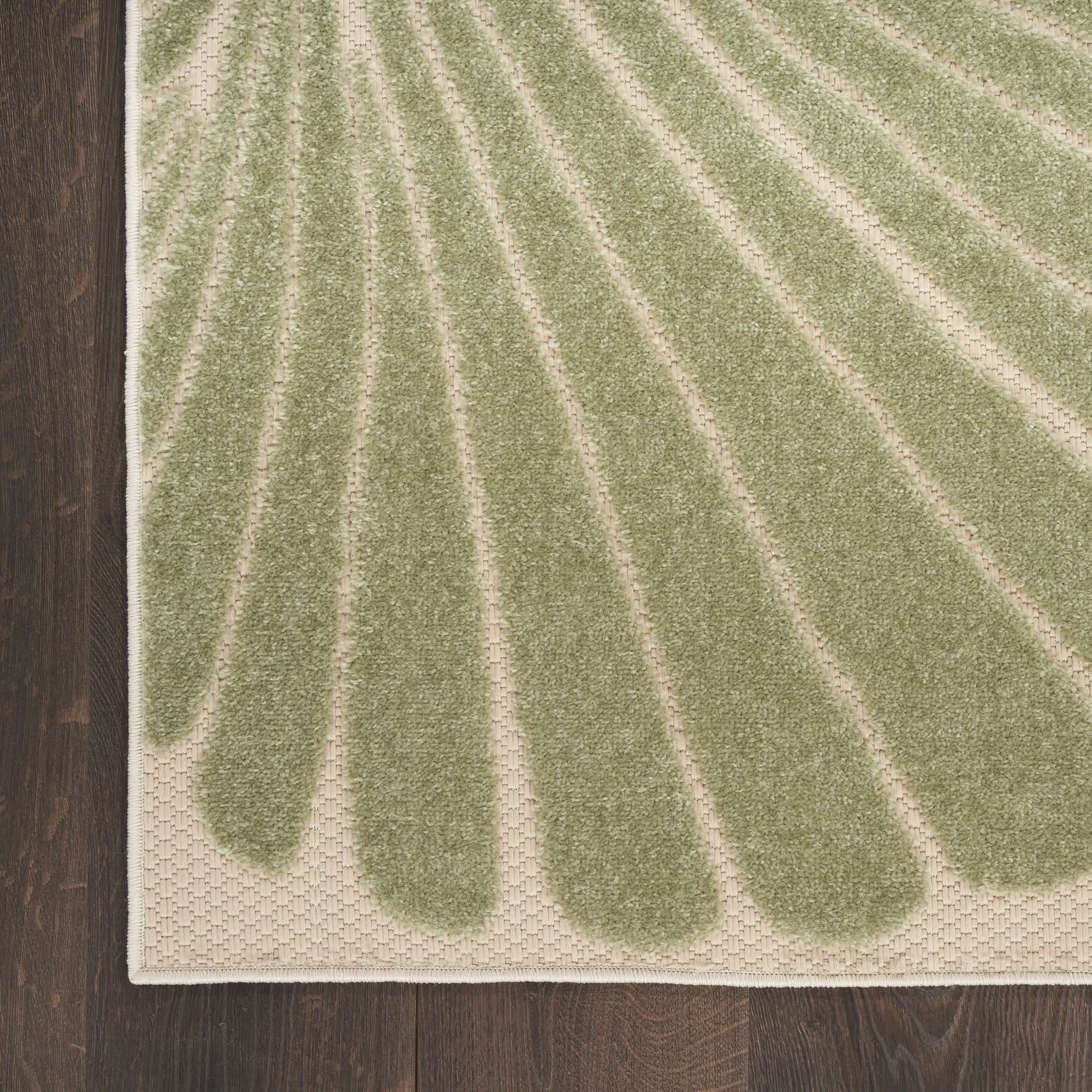 Green Yellow Coastal Indoor Outdoor Polypropylene Area Rug
