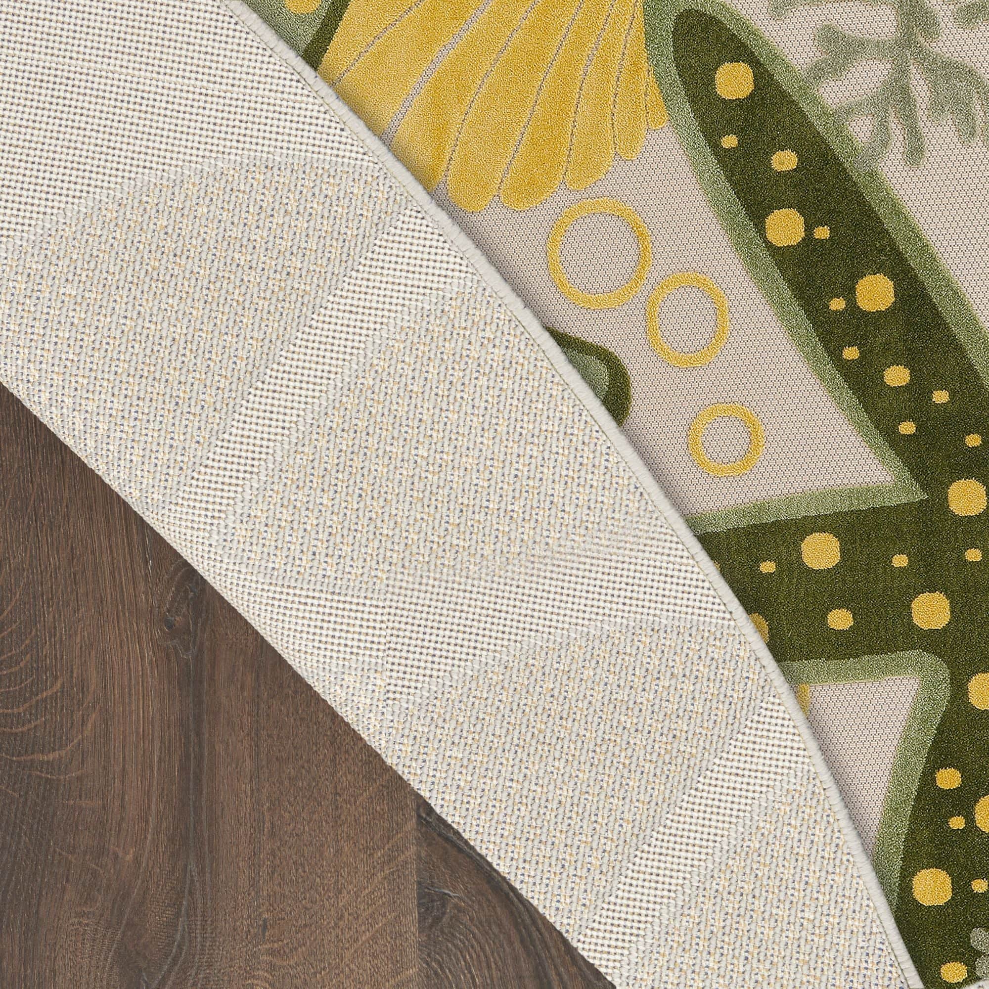 Green Yellow Coastal Indoor Outdoor Polypropylene Area Rug
